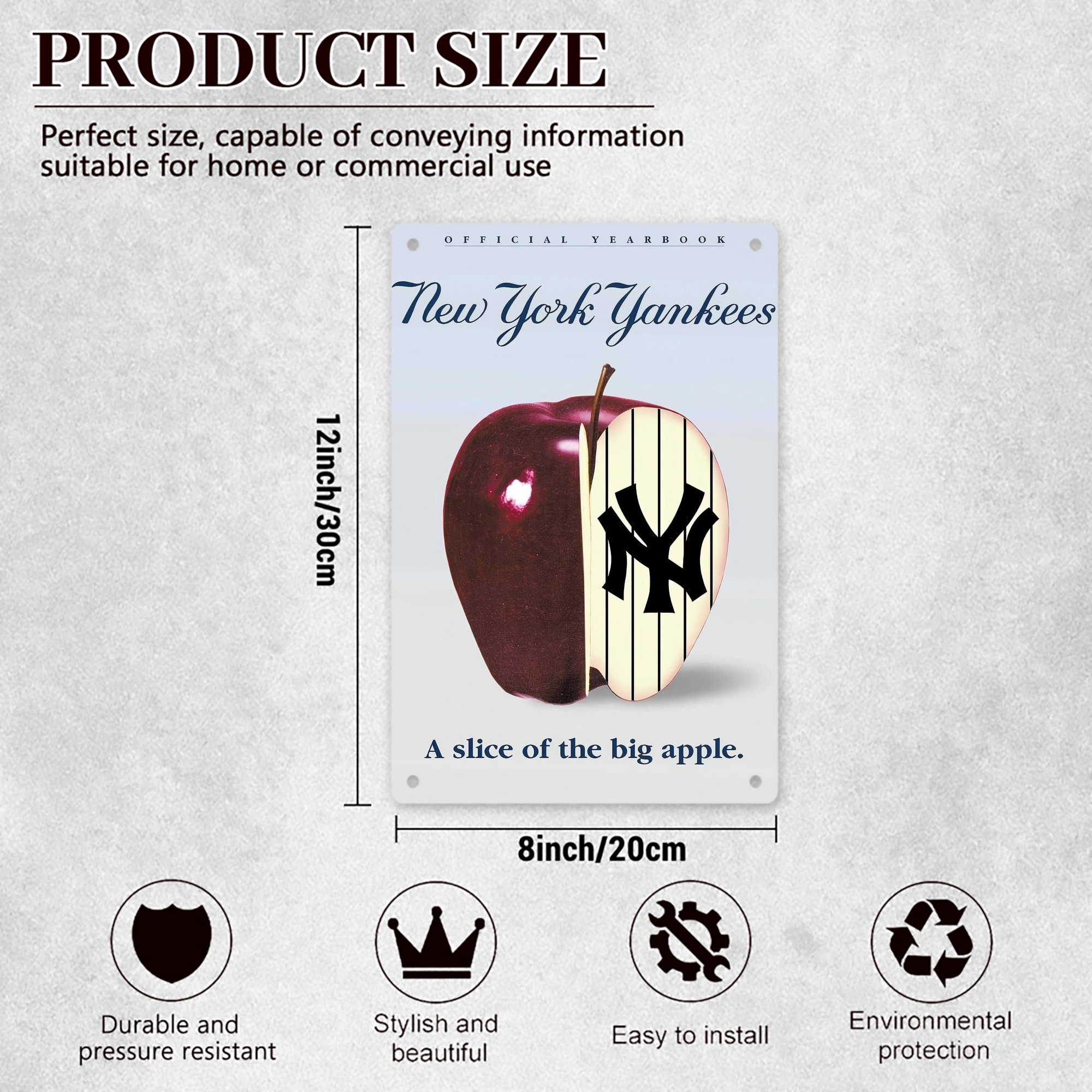 New York Yankees 202 8x12inch Vertical Aluminum Sign - Durable Fade-Resistant Indoor/Outdoor Safety & Information Plaque For Office, Hotel, Restaurant, Bar, Public Spaces