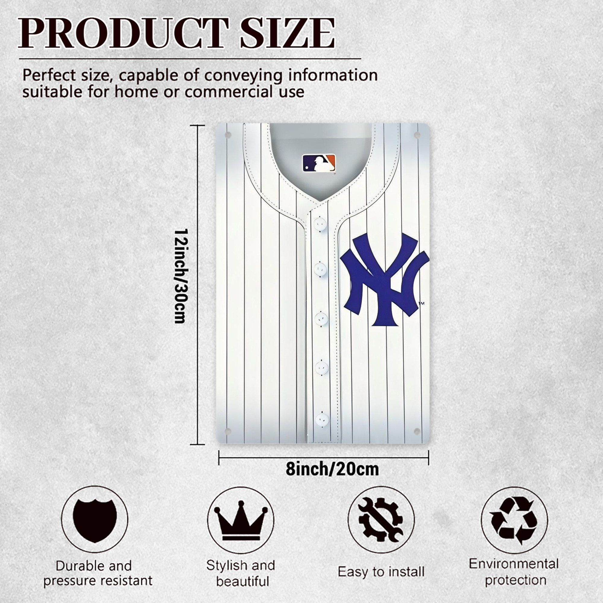 New York Yankees 213 8x12inch Vertical Aluminum Sign - Durable Fade-Resistant Indoor/Outdoor Safety & Information Plaque For Office, Hotel, Restaurant, Bar, Public Spaces
