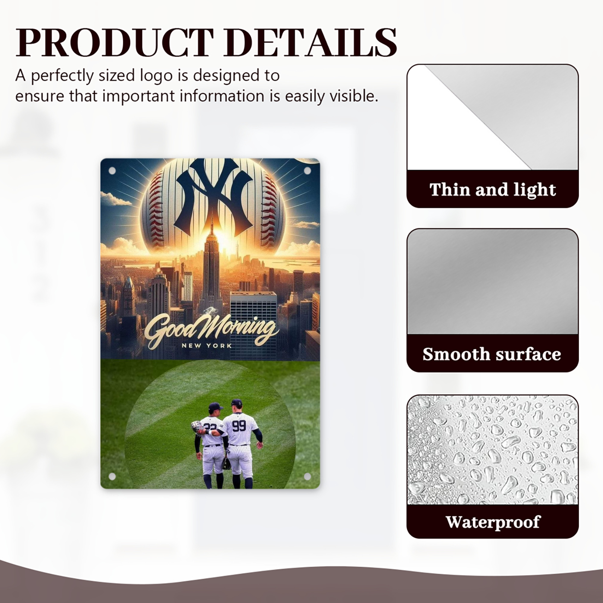 New York Yankees 218 8x12inch Vertical Aluminum Sign - Durable Fade-Resistant Indoor/Outdoor Safety & Information Plaque For Office, Hotel, Restaurant, Bar, Public Spaces