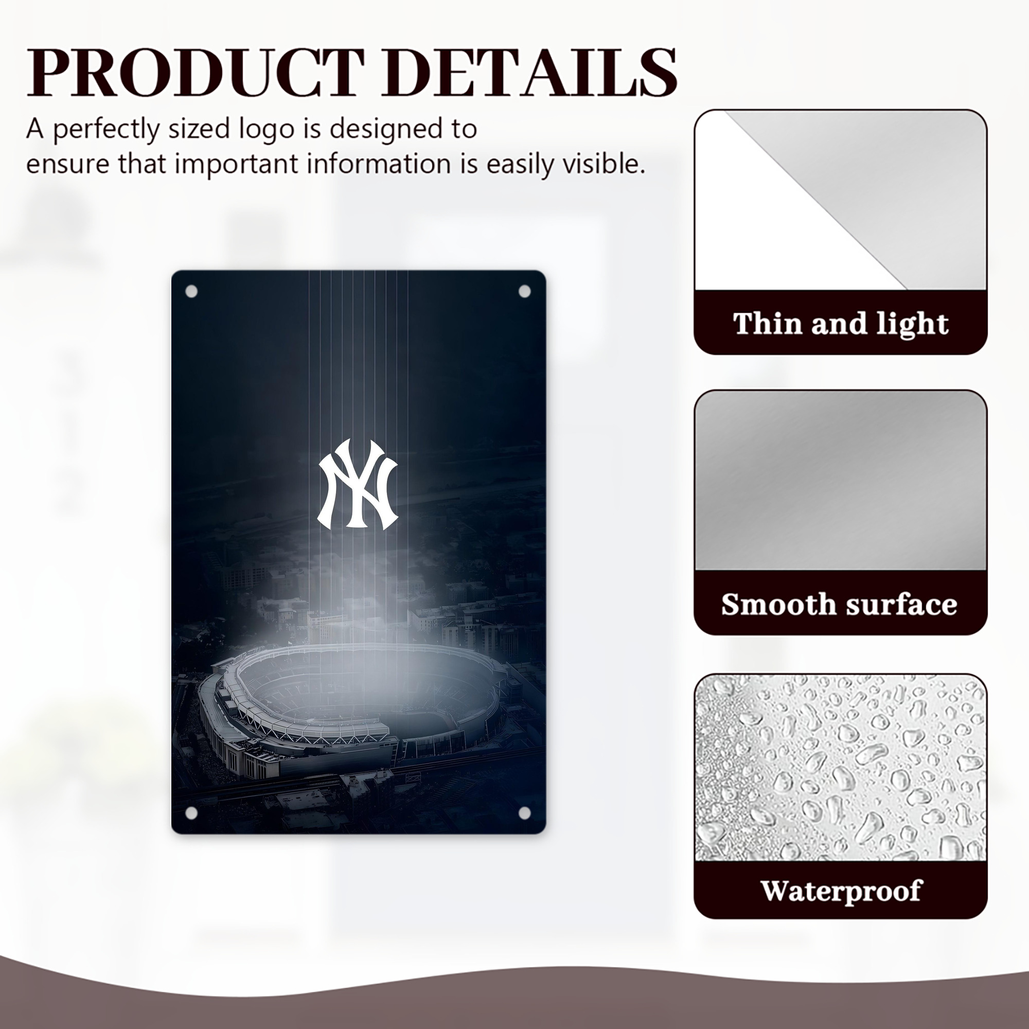 New York Yankees 225 8x12inch Vertical Aluminum Sign - Durable Fade-Resistant Indoor/Outdoor Safety & Information Plaque For Office, Hotel, Restaurant, Bar, Public Spaces