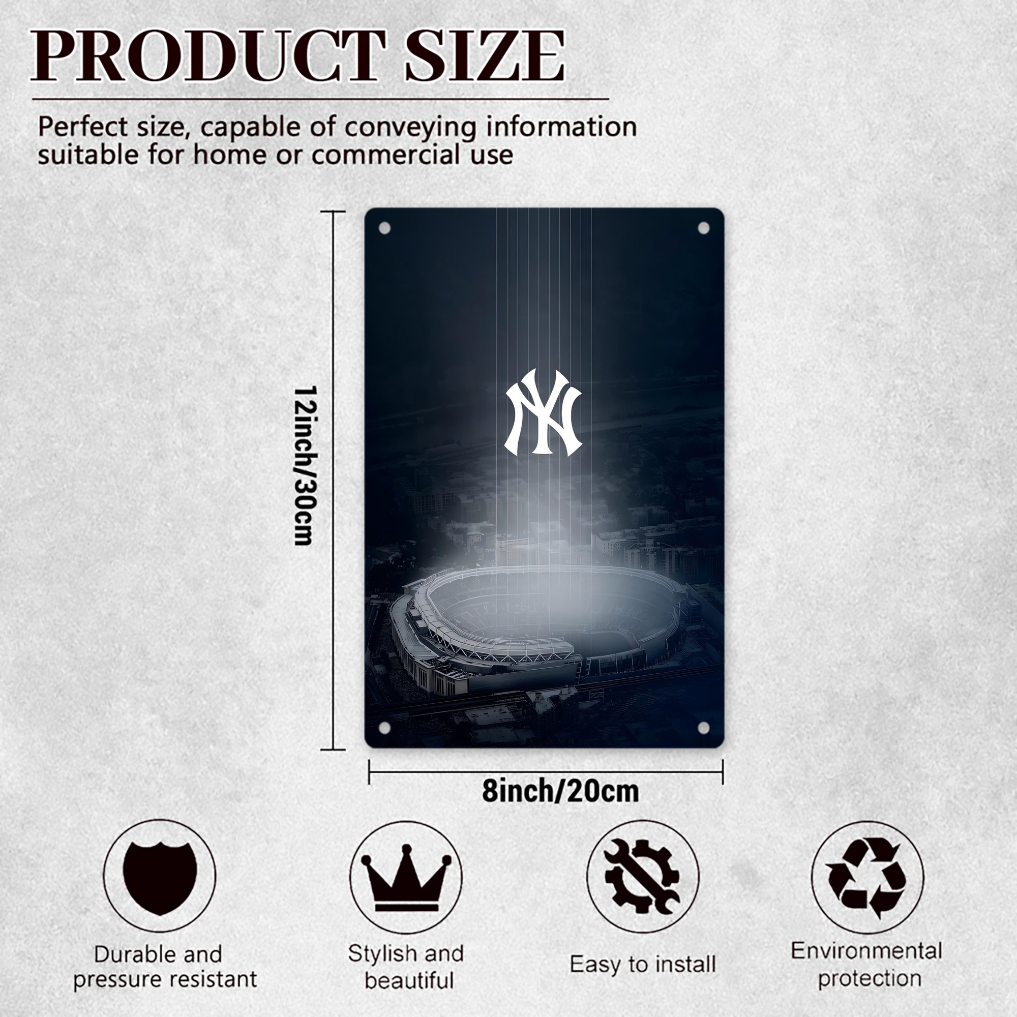 New York Yankees 225 8x12inch Vertical Aluminum Sign - Durable Fade-Resistant Indoor/Outdoor Safety & Information Plaque For Office, Hotel, Restaurant, Bar, Public Spaces