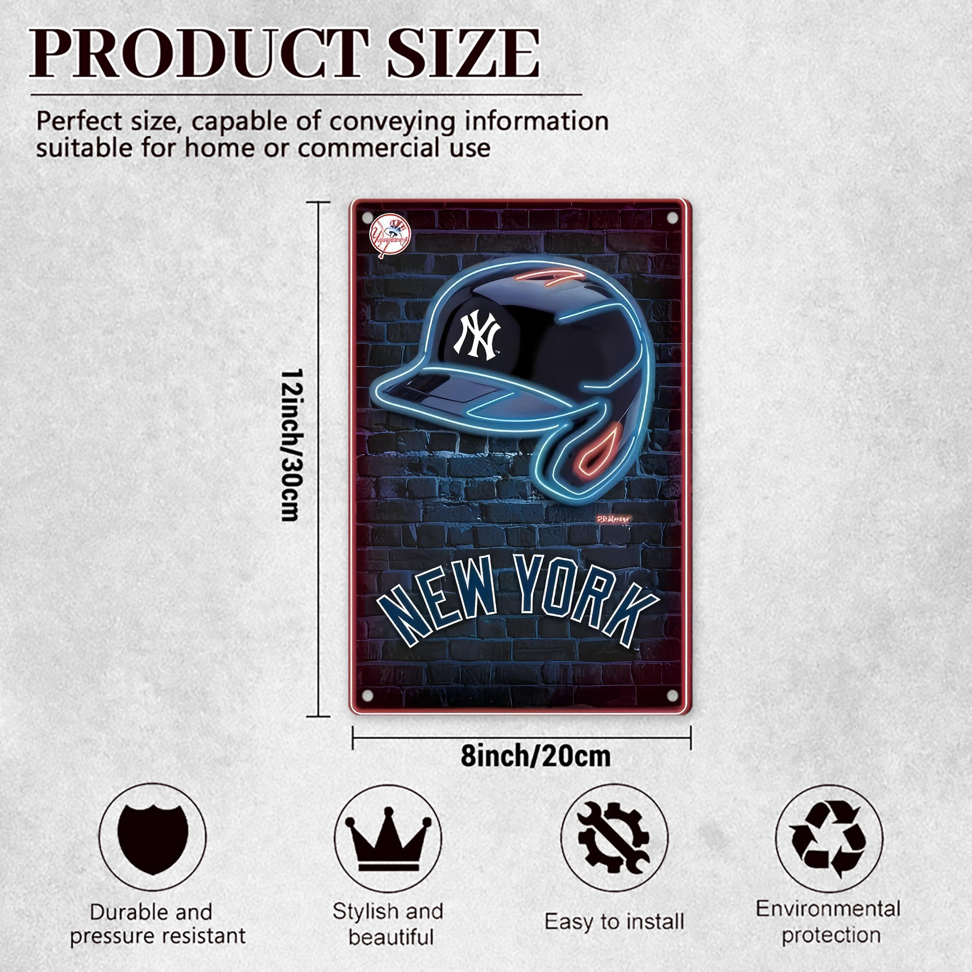 New York Yankees 230 8x12inch Vertical Aluminum Sign - Durable Fade-Resistant Indoor/Outdoor Safety & Information Plaque For Office, Hotel, Restaurant, Bar, Public Spaces