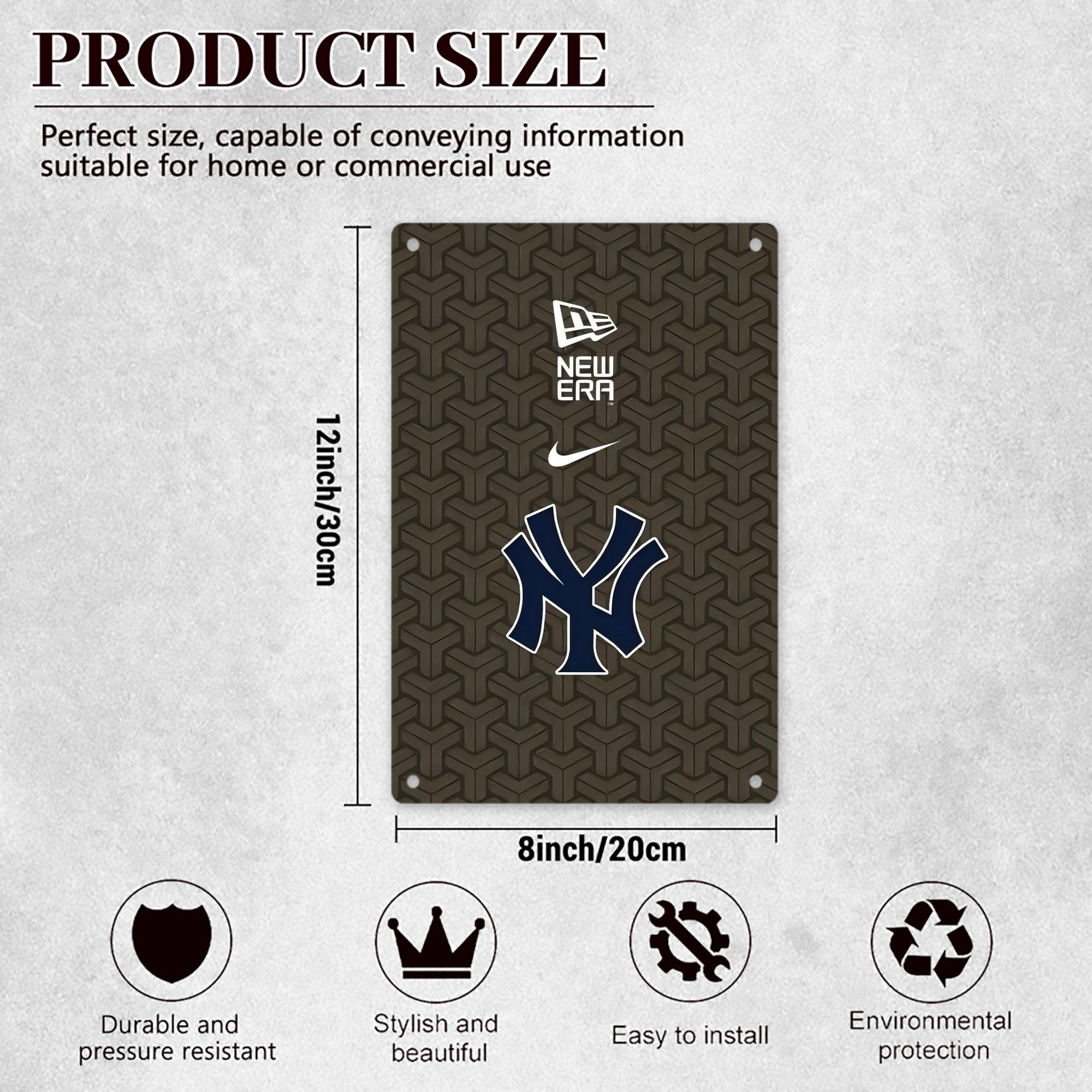 New York Yankees 318 8x12inch Vertical Aluminum Sign - Durable Fade-Resistant Indoor/Outdoor Safety & Information Plaque For Office, Hotel, Restaurant, Bar, Public Spaces