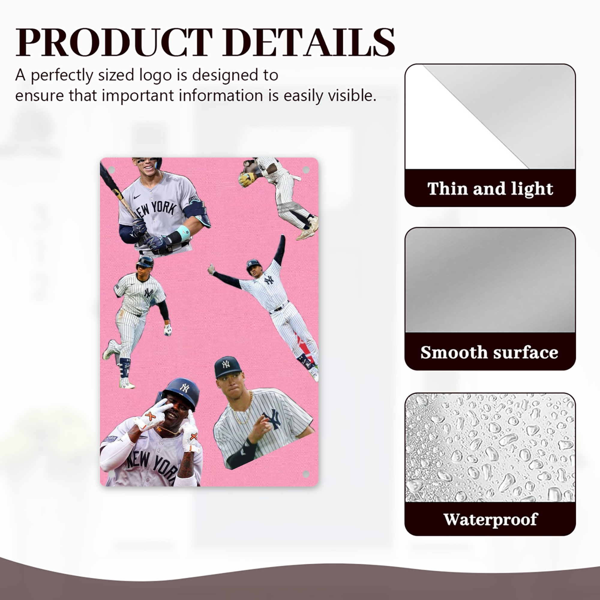 New York Yankees 323 8x12inch Vertical Aluminum Sign - Durable Fade-Resistant Indoor/Outdoor Safety & Information Plaque For Office, Hotel, Restaurant, Bar, Public Spaces