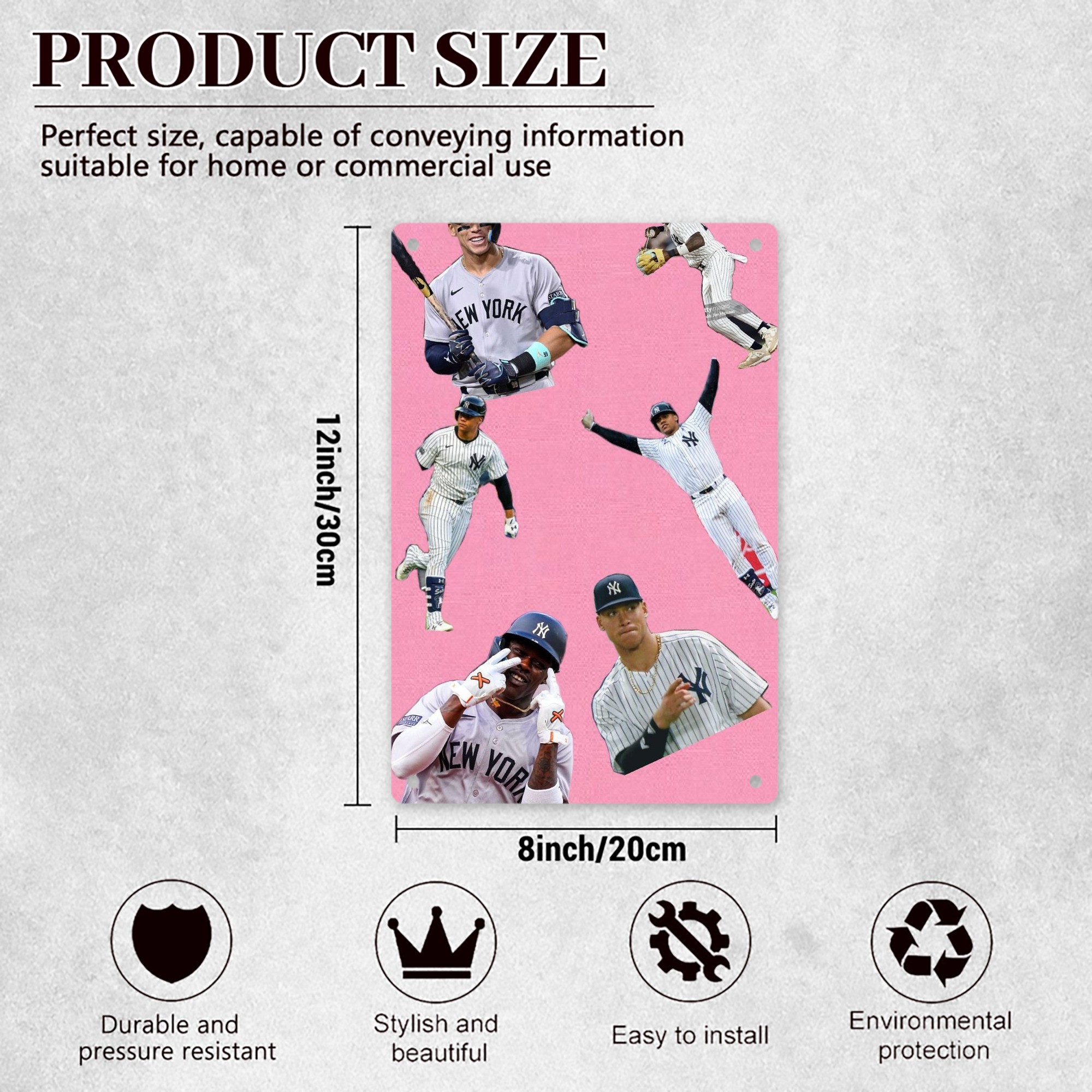 New York Yankees 323 8x12inch Vertical Aluminum Sign - Durable Fade-Resistant Indoor/Outdoor Safety & Information Plaque For Office, Hotel, Restaurant, Bar, Public Spaces