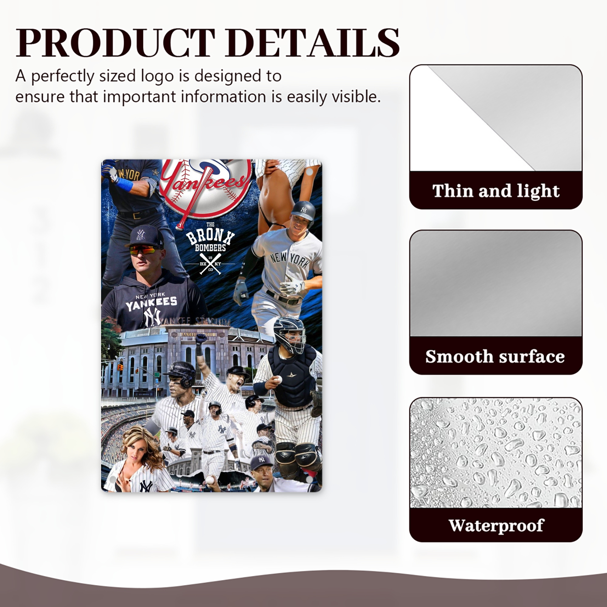 New York Yankees 336 8x12inch Vertical Aluminum Sign - Durable Fade-Resistant Indoor/Outdoor Safety & Information Plaque For Office, Hotel, Restaurant, Bar, Public Spaces