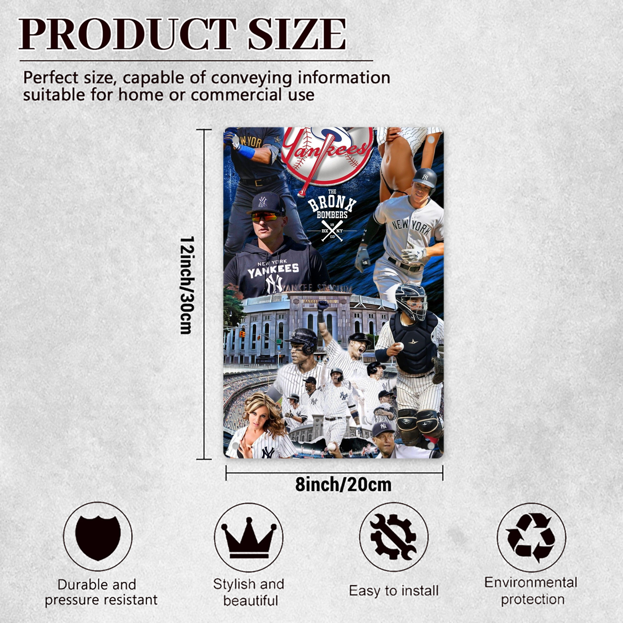 New York Yankees 336 8x12inch Vertical Aluminum Sign - Durable Fade-Resistant Indoor/Outdoor Safety & Information Plaque For Office, Hotel, Restaurant, Bar, Public Spaces