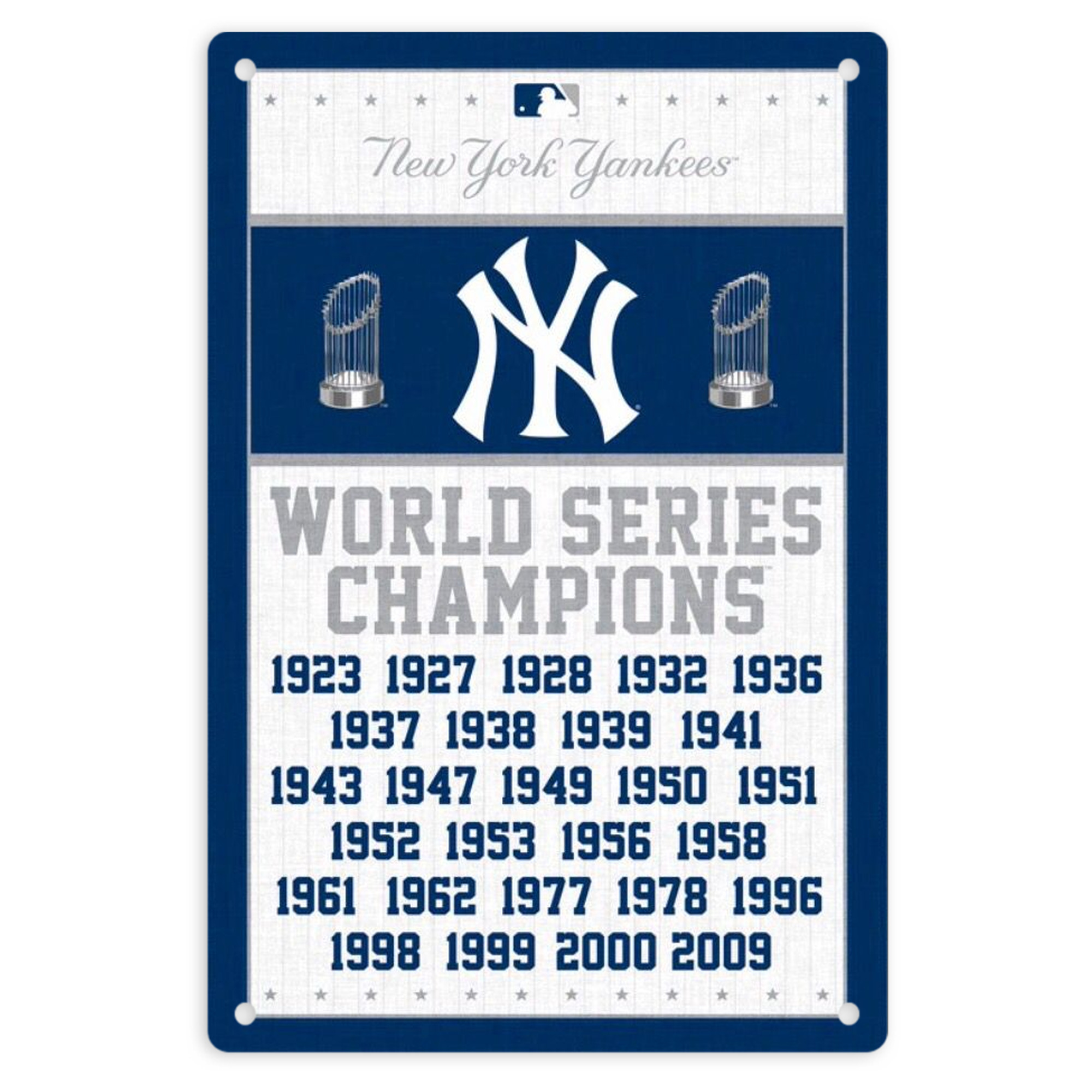 New York Yankees WS Champions Years 8x12inch Vertical Aluminum Sign - Durable Fade-Resistant Indoor/Outdoor Safety & Information Plaque For Office, Hotel, Restaurant, Bar, Public Spaces