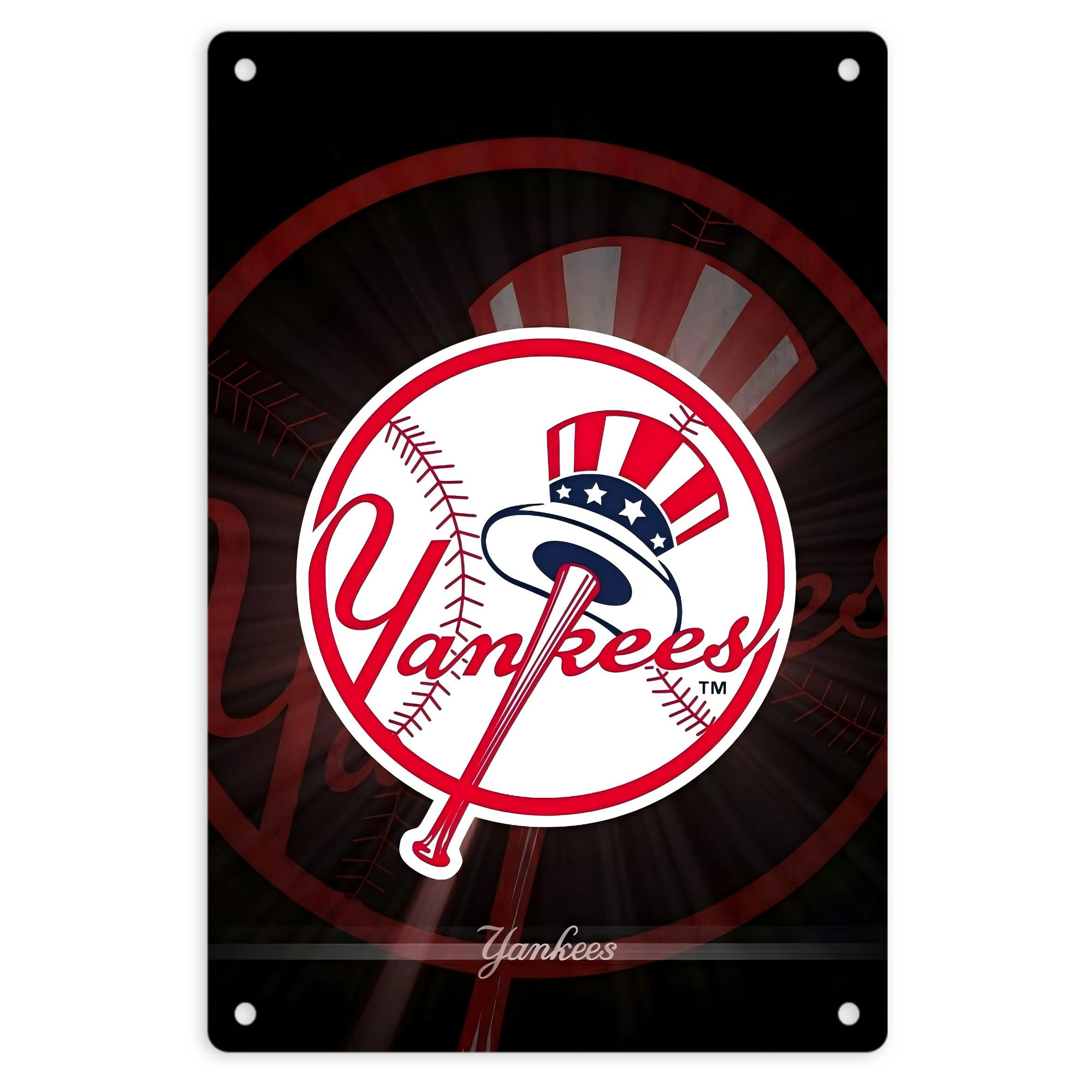 New York Yankees 124 8x12inch Vertical Aluminum Sign - Durable Fade-Resistant Indoor/Outdoor Safety & Information Plaque For Office, Hotel, Restaurant, Bar, Public Spaces