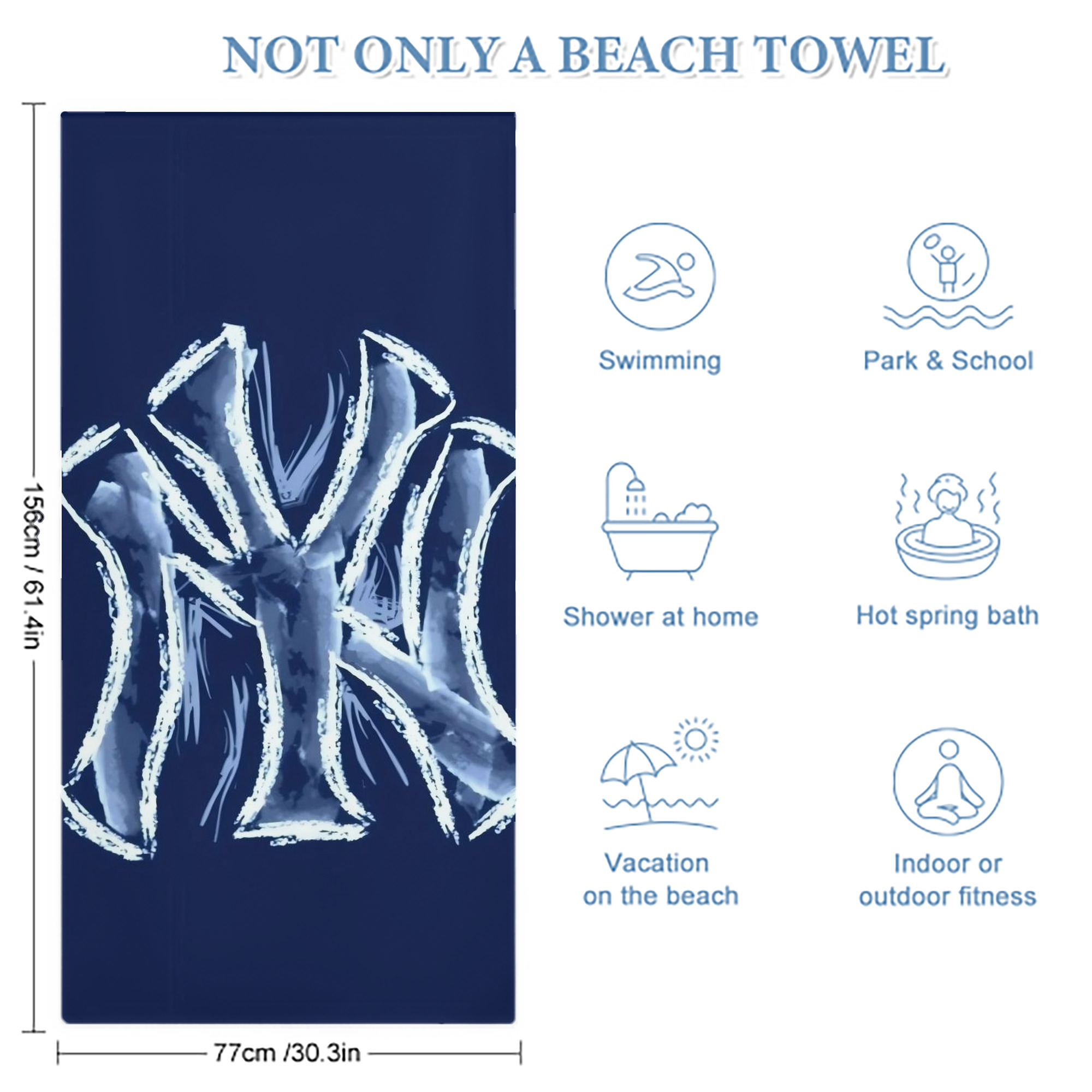 New York Yankees 137 Premium Microfiber Beach Towel – Soft, Large Size, Multi-Purpose For Beach, Picnic & Kids, Lightweight & Portable With Carry Bag, Easy Care