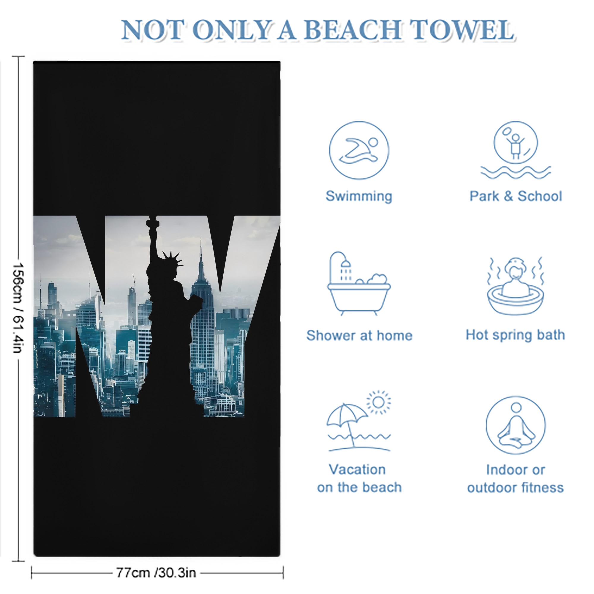 New York Yankees 142 Premium Microfiber Beach Towel – Soft, Large Size, Multi-Purpose For Beach, Picnic & Kids, Lightweight & Portable With Carry Bag, Easy Care