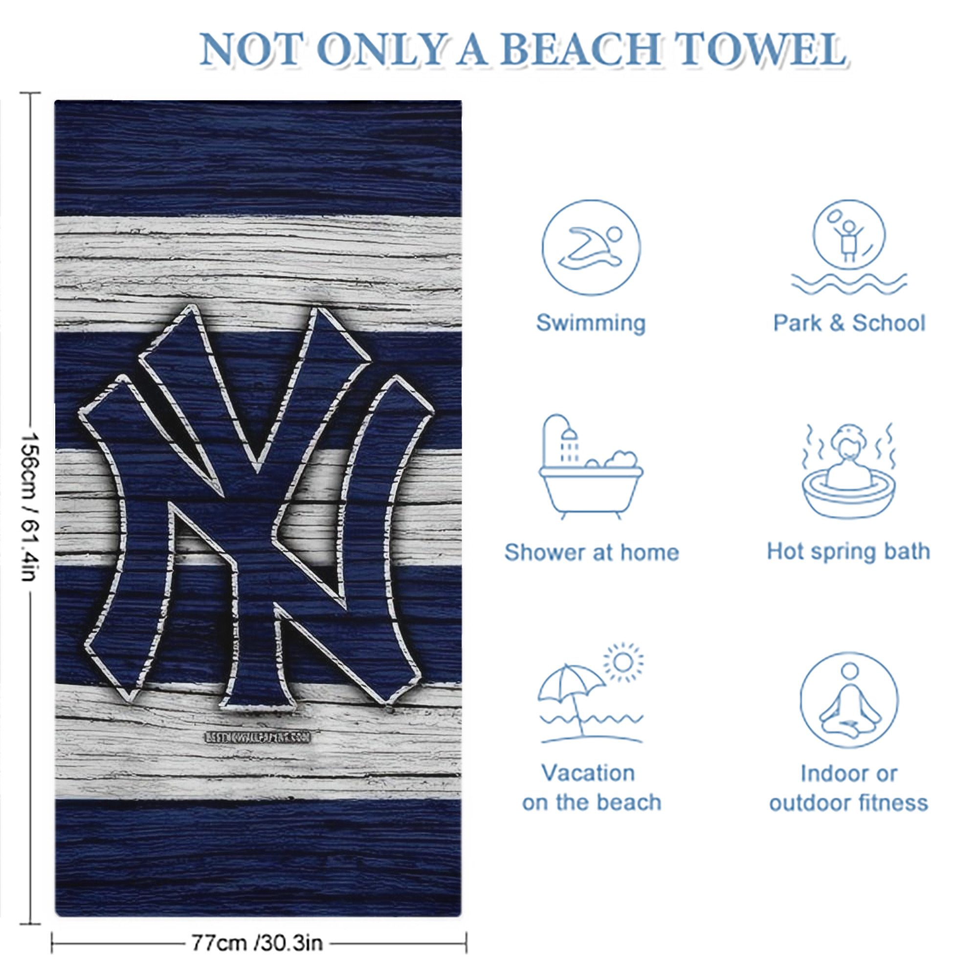 New York Yankees 187 Premium Microfiber Beach Towel – Soft, Large Size, Multi-Purpose For Beach, Picnic & Kids, Lightweight & Portable With Carry Bag, Easy Care