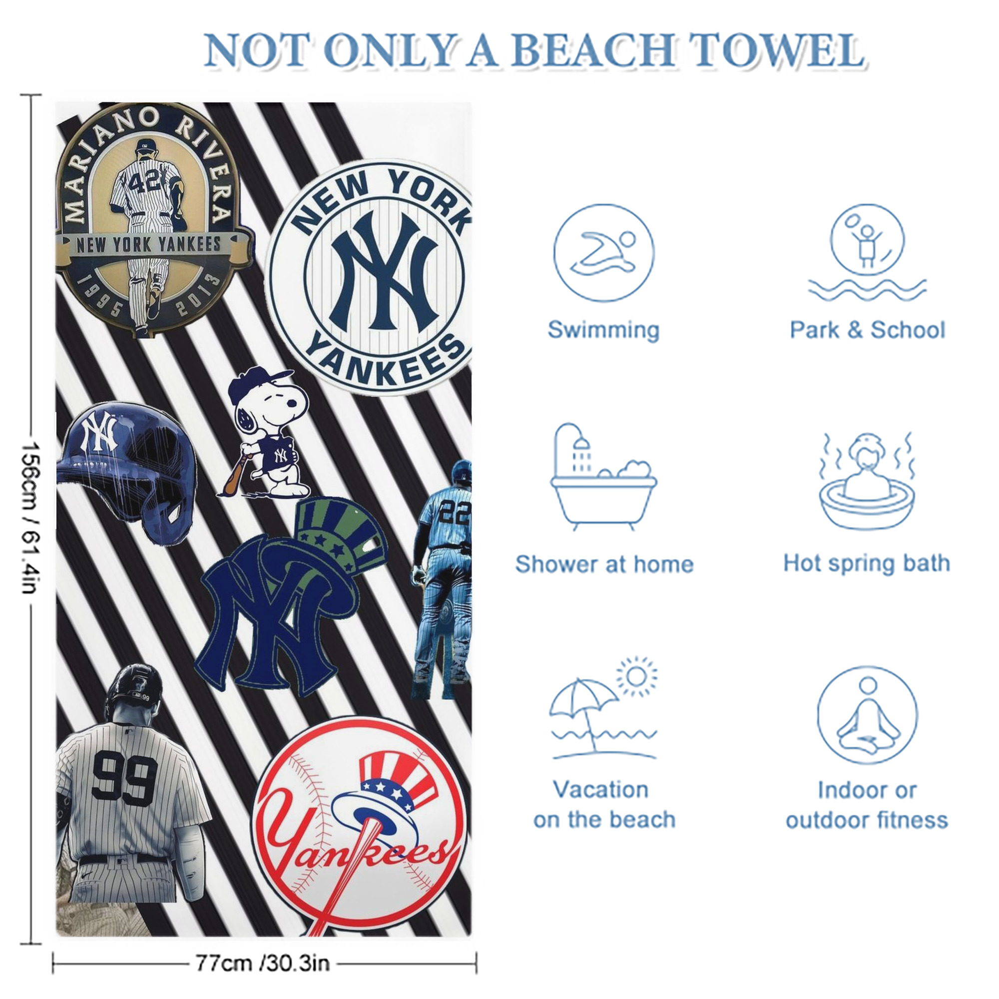 New York Yankees 231 Premium Microfiber Beach Towel – Soft, Large Size, Multi-Purpose For Beach, Picnic & Kids, Lightweight & Portable With Carry Bag, Easy Care