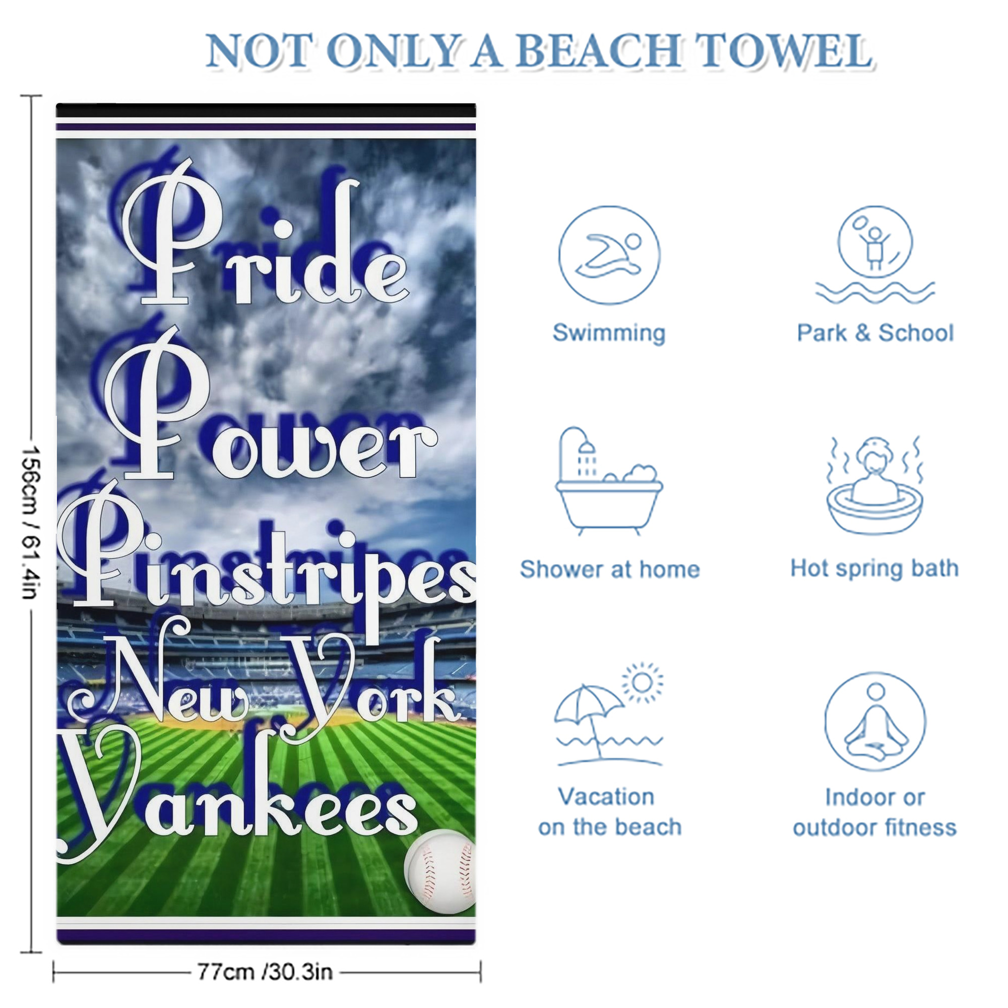 New York Yankees 309 Premium Microfiber Beach Towel – Soft, Large Size, Multi-Purpose For Beach, Picnic & Kids, Lightweight & Portable With Carry Bag, Easy Care
