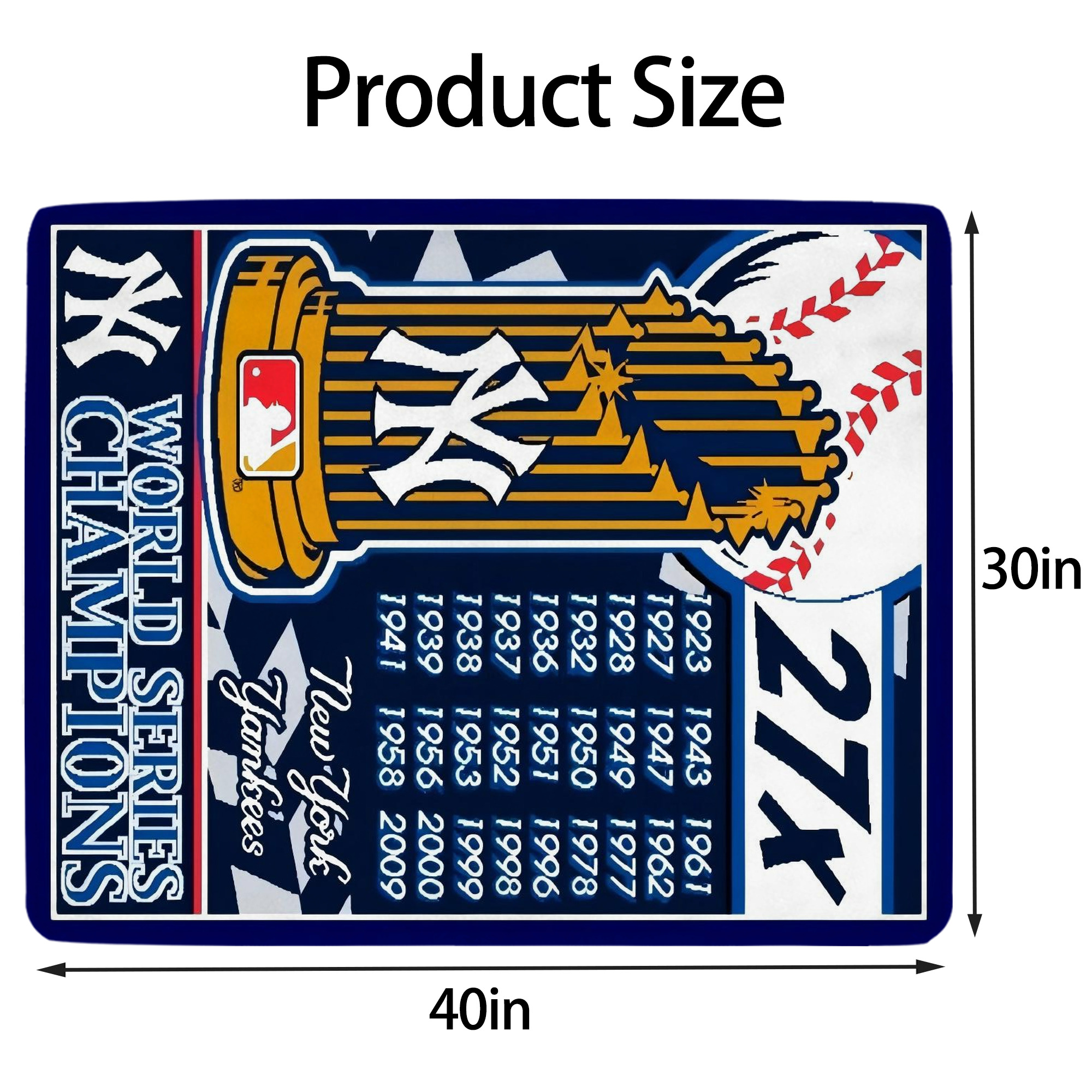 New York Yankees 108 Soft Plush Fleece Blanket 30x40 Inch - 300GSM Flannel, Ultra Soft & Warm, Lightweight & Durable, Perfect For Kids, Adults, Couch, Bed, Camping, Travel, Gift For Family & Friends