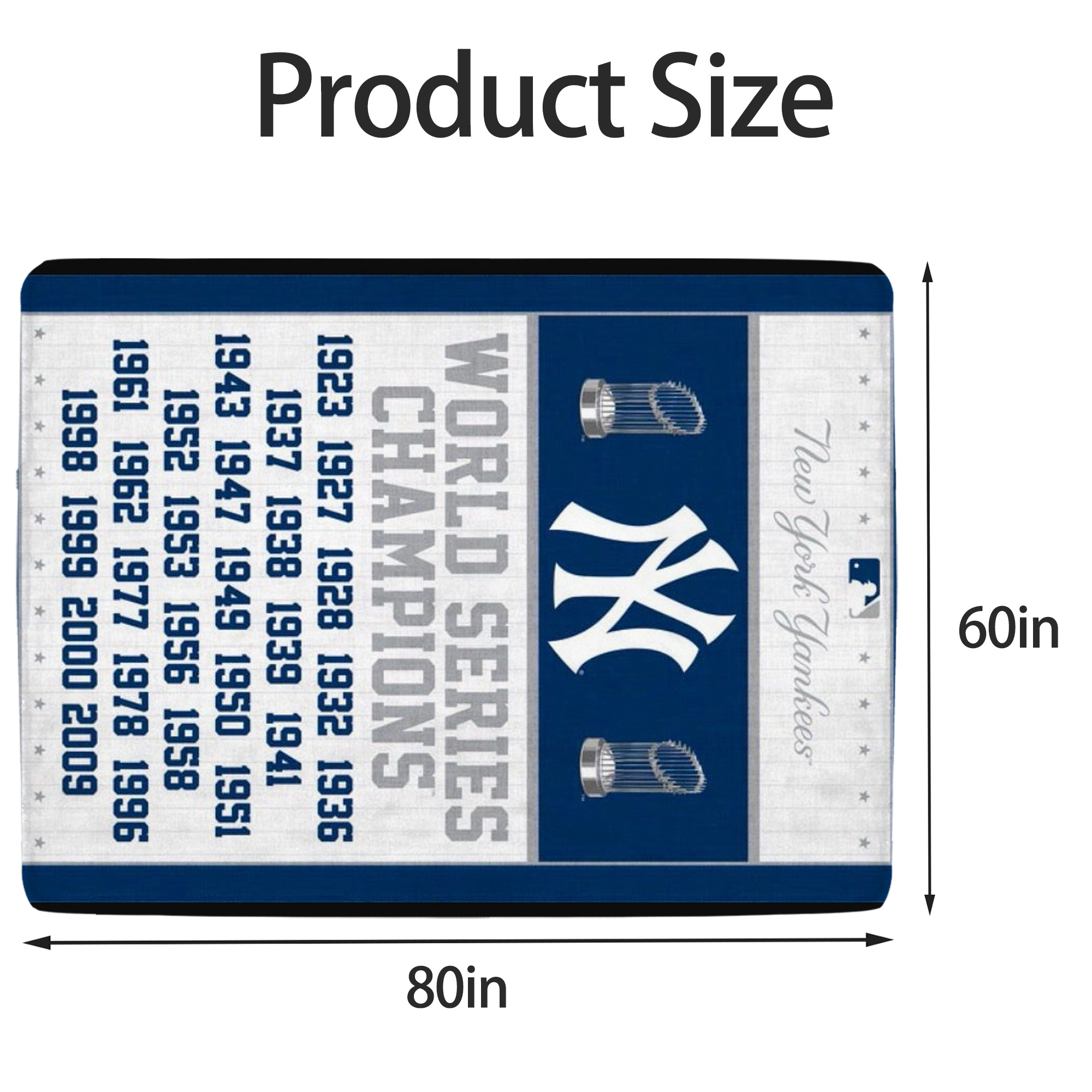 New York Yankees WS Champions Years Soft Fleece Throw Blanket 60 X 80 Inch – Super Soft, Lightweight, And Durable – Perfect For Sofa, Bed, Camping, And More – Ideal Gift For Family And Friends