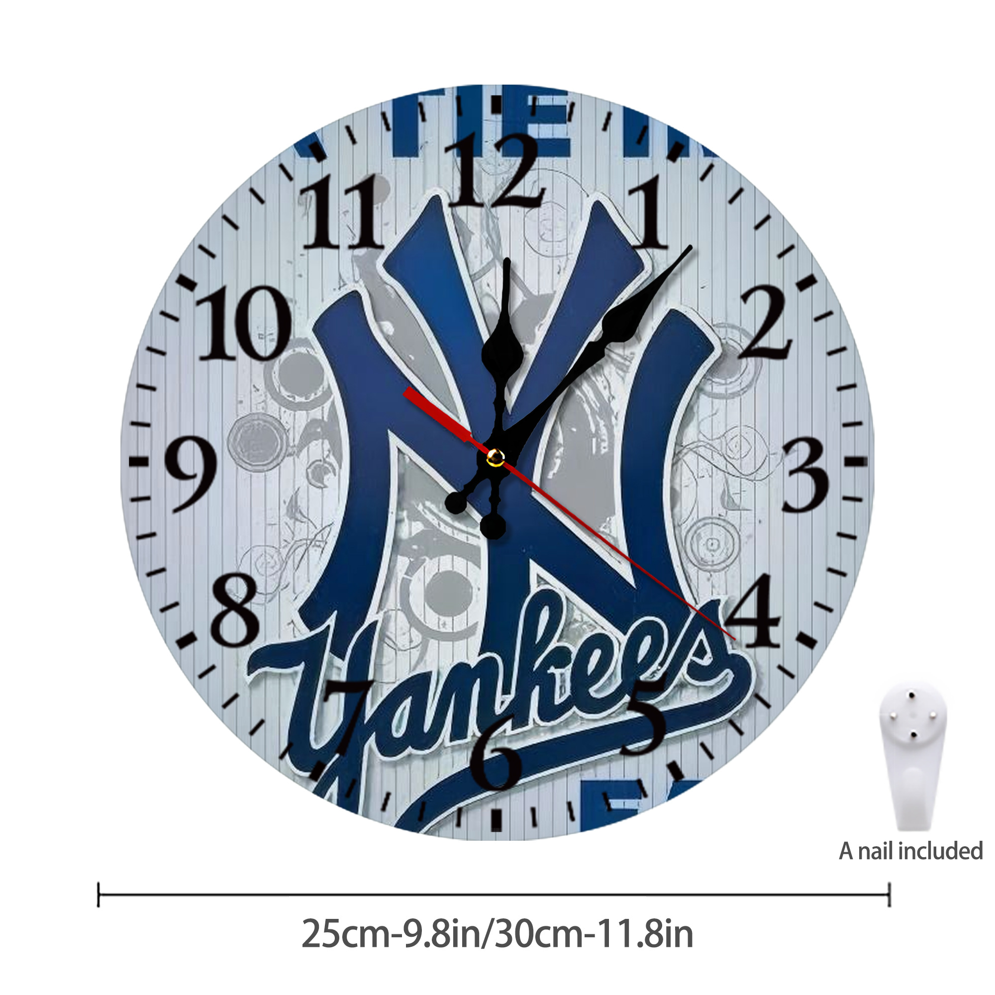 New York Yankees 100 Silent Round Wall Clock – Modern & Stylish DIY Design, Durable Wood Construction, Easy To Install – Perfect For Office, Bedroom, Living Room, And More