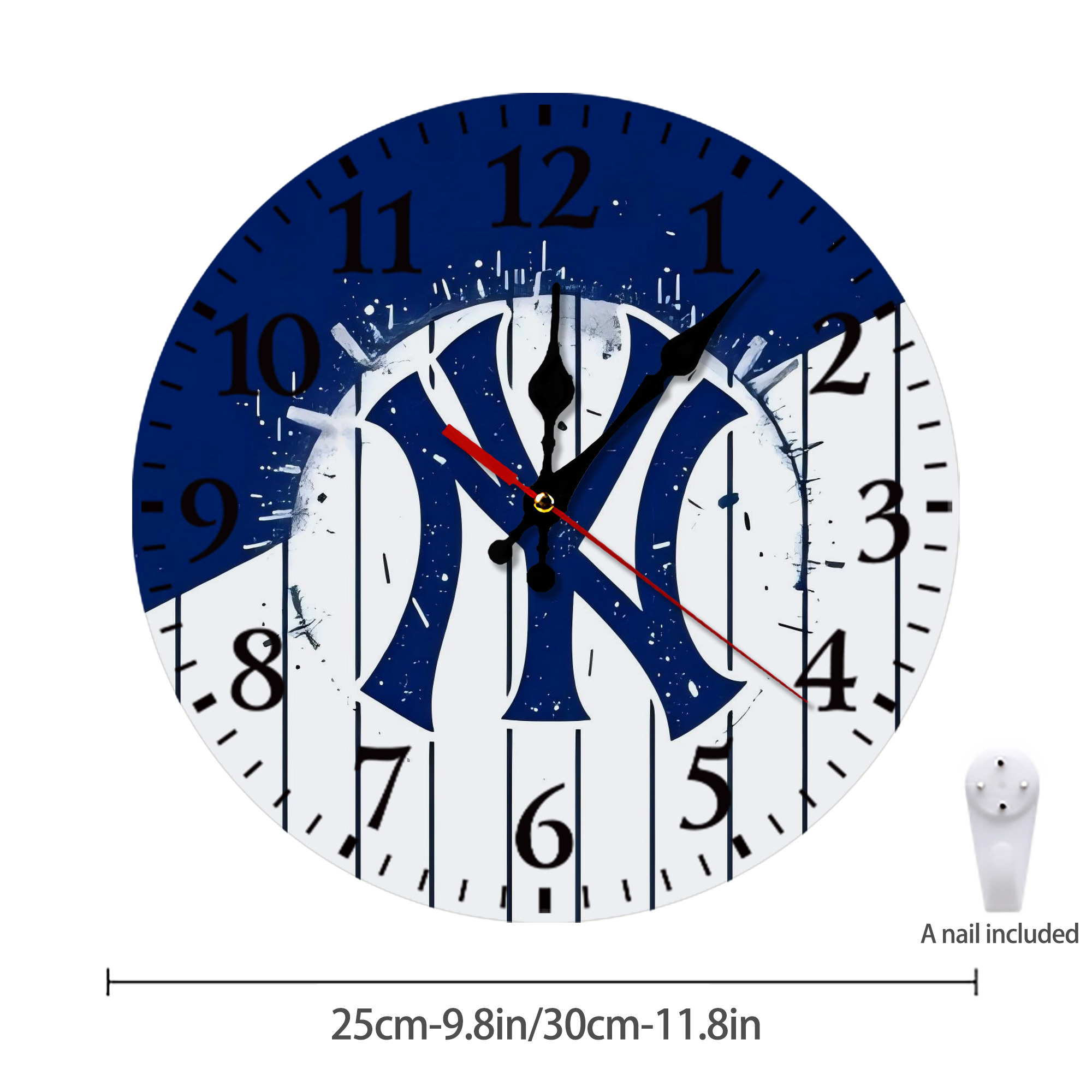 New York Yankees 106 Silent Round Wall Clock – Modern & Stylish DIY Design, Durable Wood Construction, Easy To Install – Perfect For Office, Bedroom, Living Room, And More