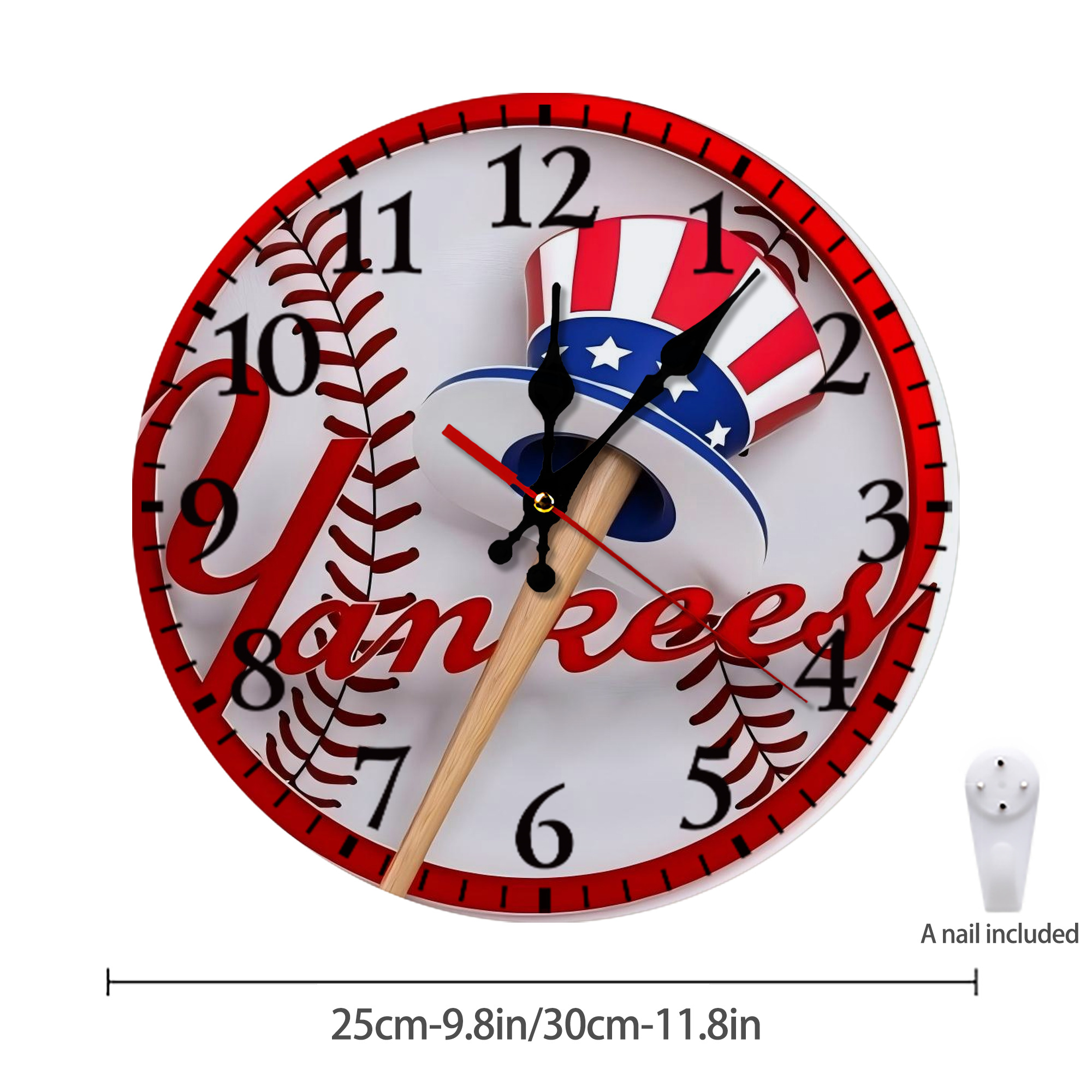 New York Yankees 120 Silent Round Wall Clock – Modern & Stylish DIY Design, Durable Wood Construction, Easy To Install – Perfect For Office, Bedroom, Living Room, And More