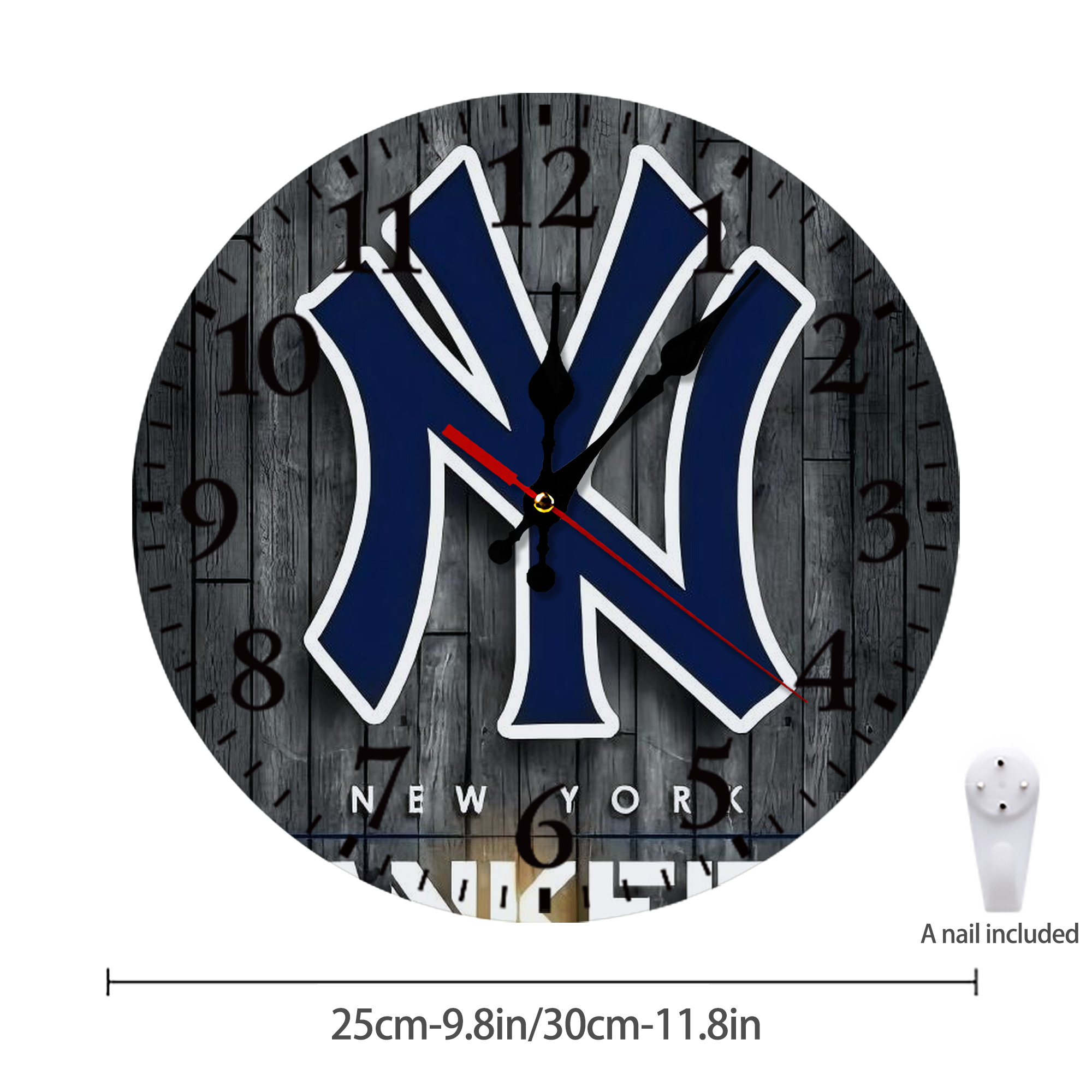New York Yankees 127 Silent Round Wall Clock – Modern & Stylish DIY Design, Durable Wood Construction, Easy To Install – Perfect For Office, Bedroom, Living Room, And More