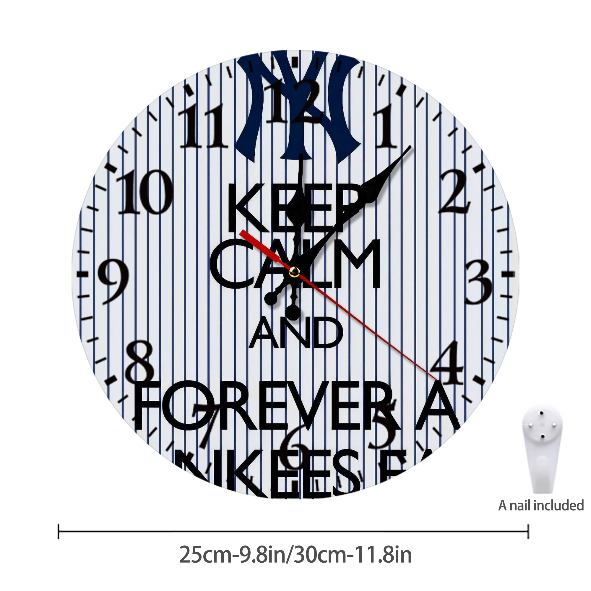 New York Yankees 158 Silent Round Wall Clock – Modern & Stylish DIY Design, Durable Wood Construction, Easy To Install – Perfect For Office, Bedroom, Living Room, And More
