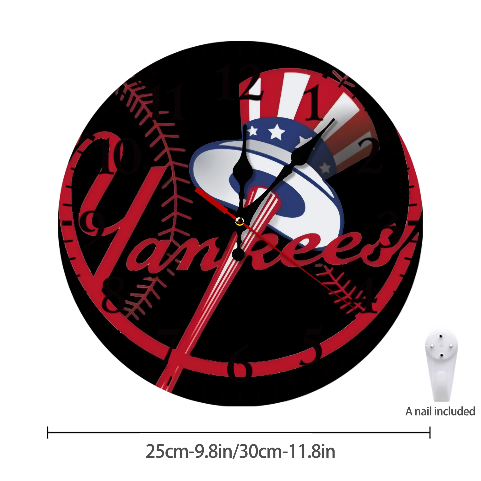 New York Yankees 188 Silent Round Wall Clock – Modern & Stylish DIY Design, Durable Wood Construction, Easy To Install – Perfect For Office, Bedroom, Living Room, And More