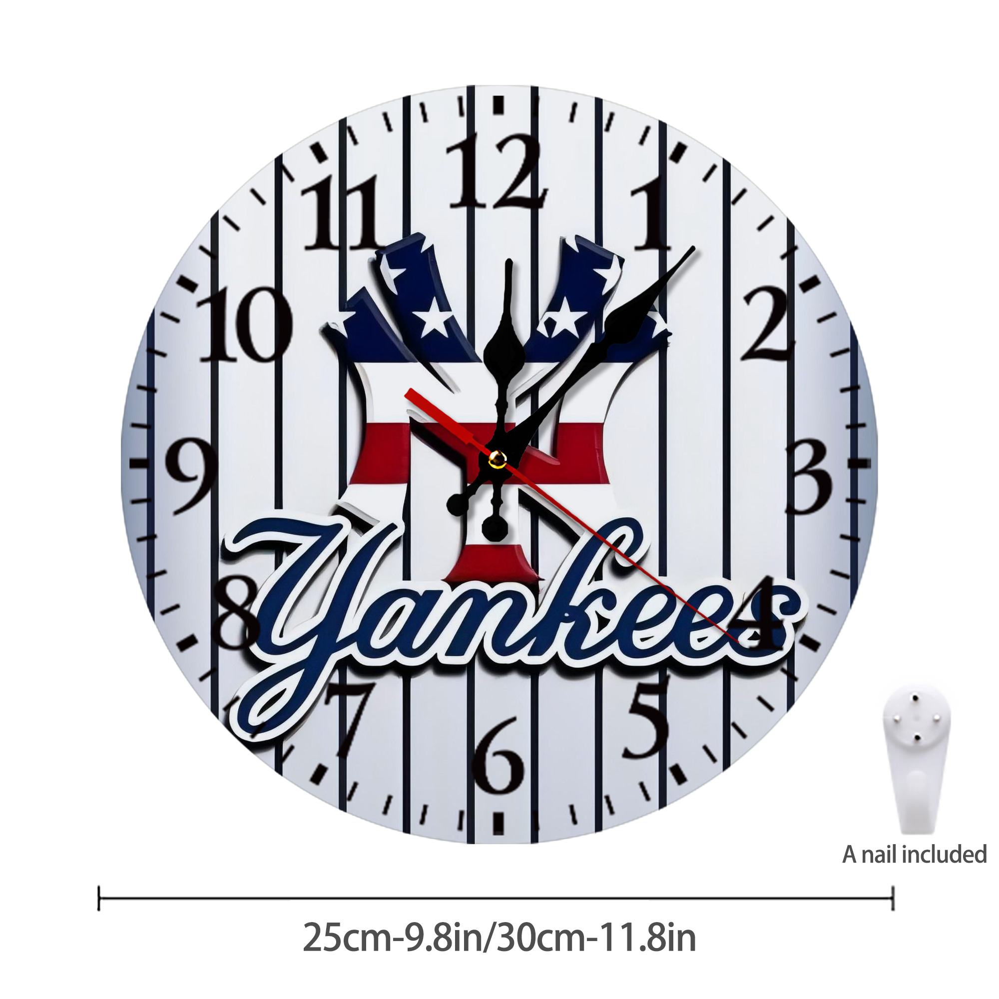 New York Yankees 227 Silent Round Wall Clock – Modern & Stylish DIY Design, Durable Wood Construction, Easy To Install – Perfect For Office, Bedroom, Living Room, And More