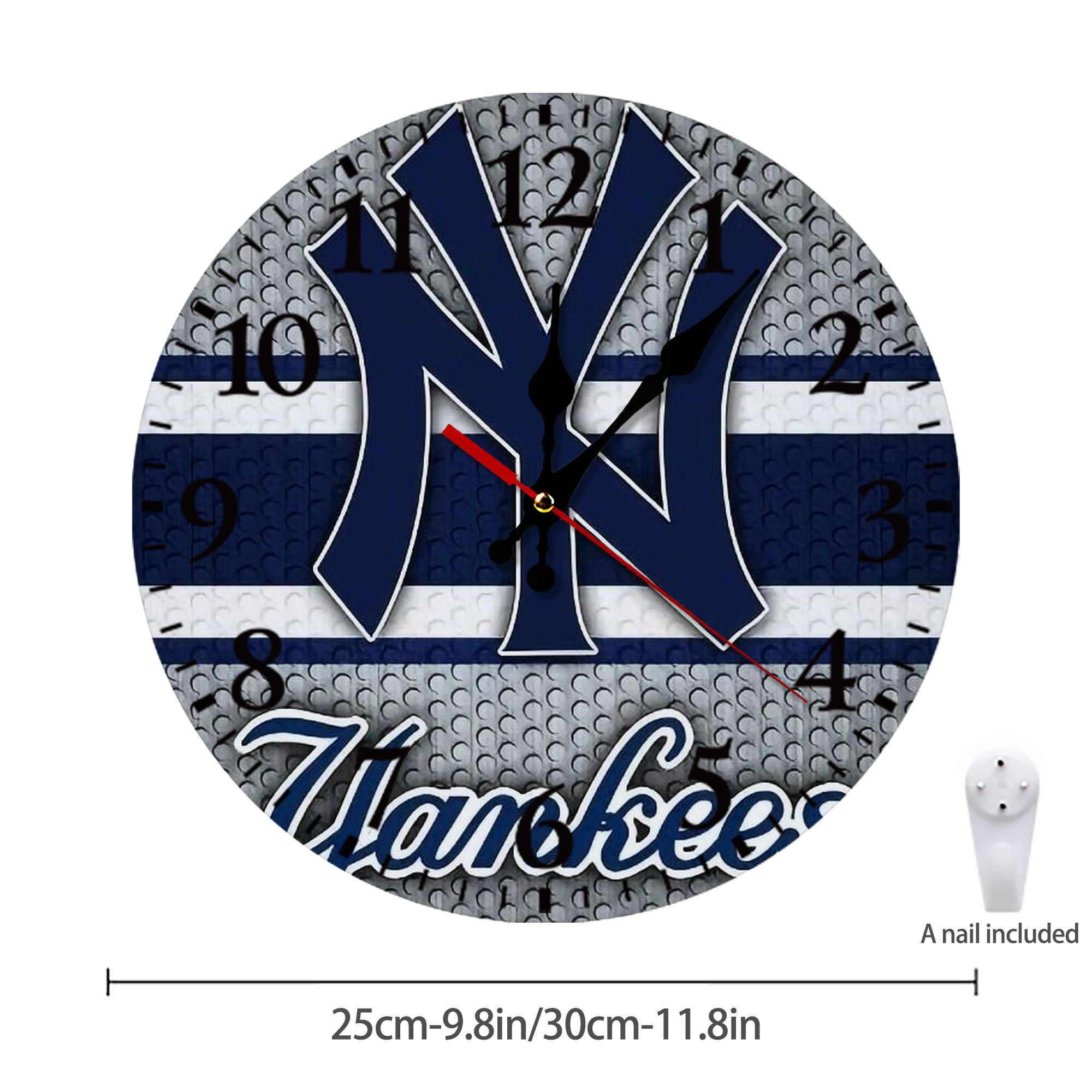 New York Yankees 311 Silent Round Wall Clock – Modern & Stylish DIY Design, Durable Wood Construction, Easy To Install – Perfect For Office, Bedroom, Living Room, And More
