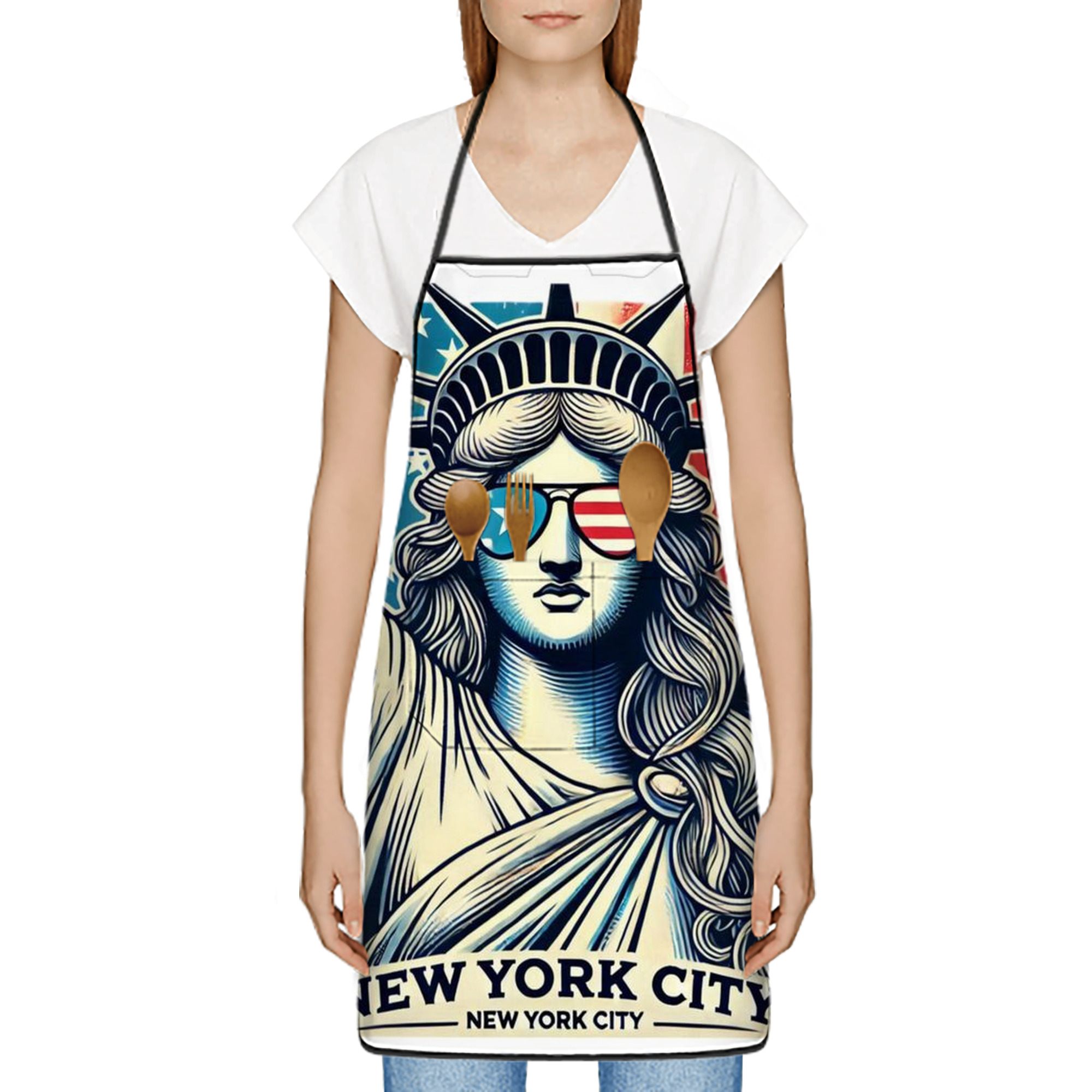 New York Yankees 114 Stain-Resistant Polyester Apron With Pocket – Full Print, Waterproof, Anti-Wrinkle, Anti-Pilling – Ideal For Kitchen, BBQ, Restaurant, Salon & More