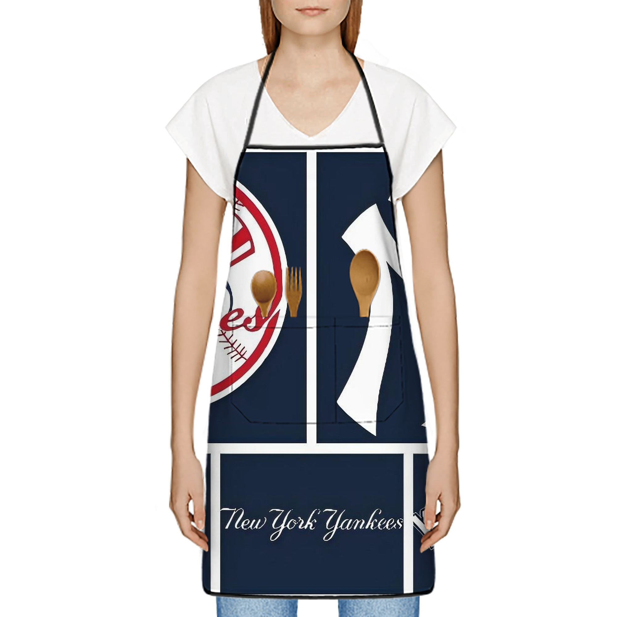 New York Yankees 247 Stain-Resistant Polyester Apron With Pocket – Full Print, Waterproof, Anti-Wrinkle, Anti-Pilling – Ideal For Kitchen, BBQ, Restaurant, Salon & More