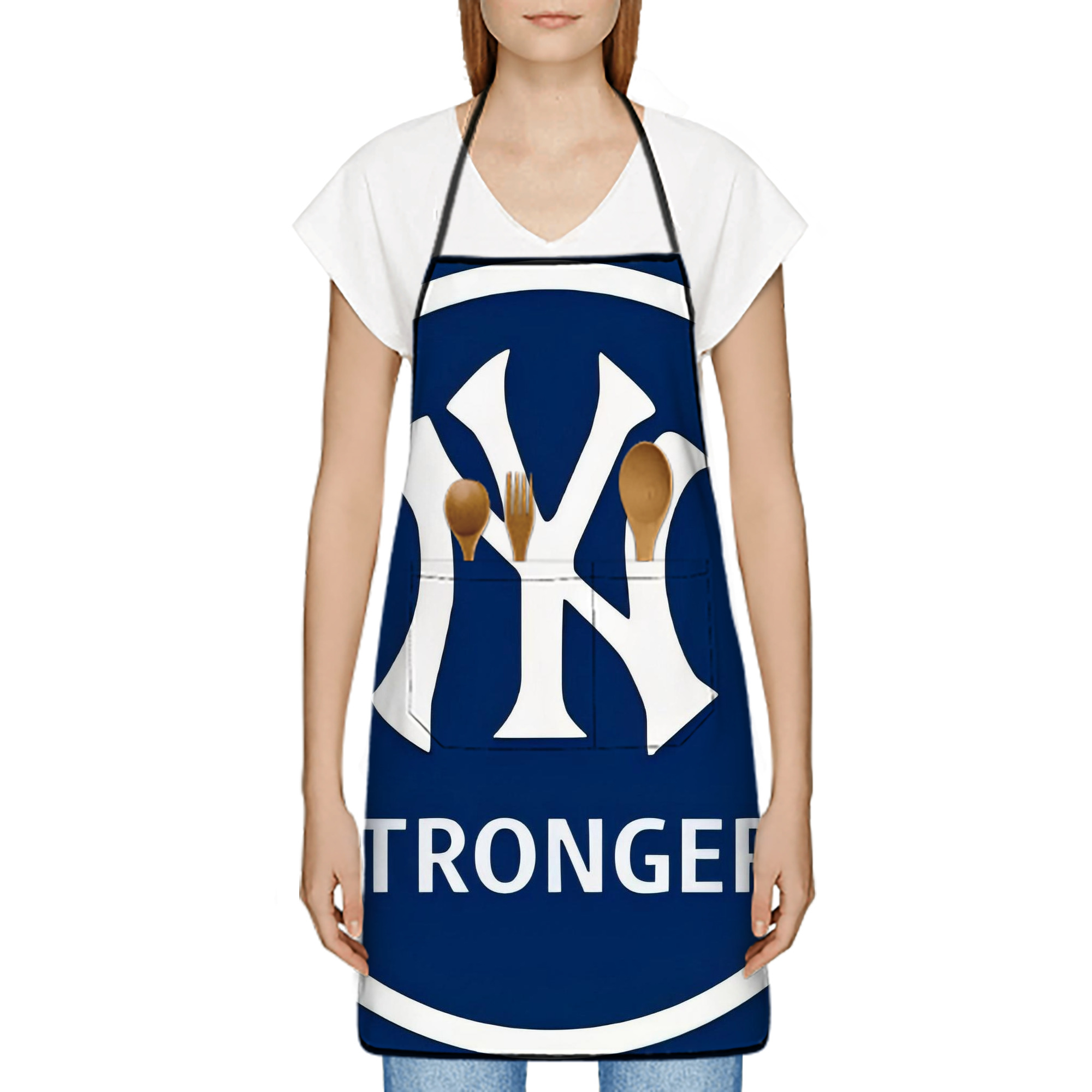 New York Yankees 346 Stain-Resistant Polyester Apron With Pocket – Full Print, Waterproof, Anti-Wrinkle, Anti-Pilling – Ideal For Kitchen, BBQ, Restaurant, Salon & More