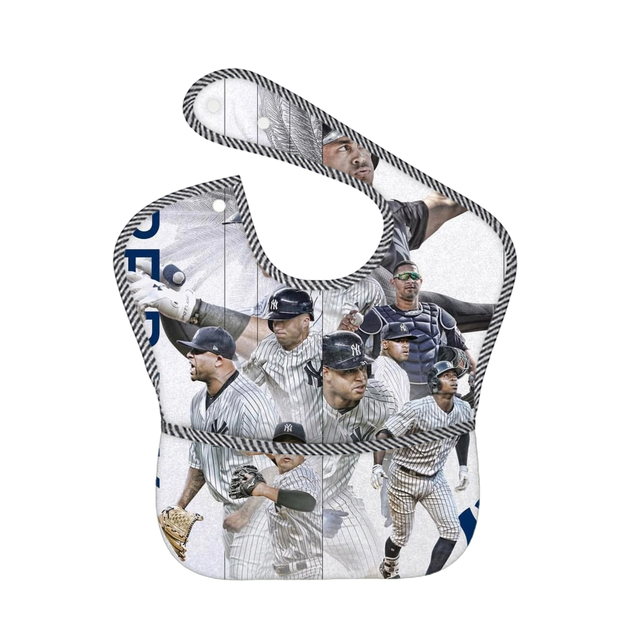 New York Yankees 305 Adjustable Waterproof Toddler Bib – Full-Print Durable Polyester – Foldable Crumb Pocket – Easy Snap Closure – Soft