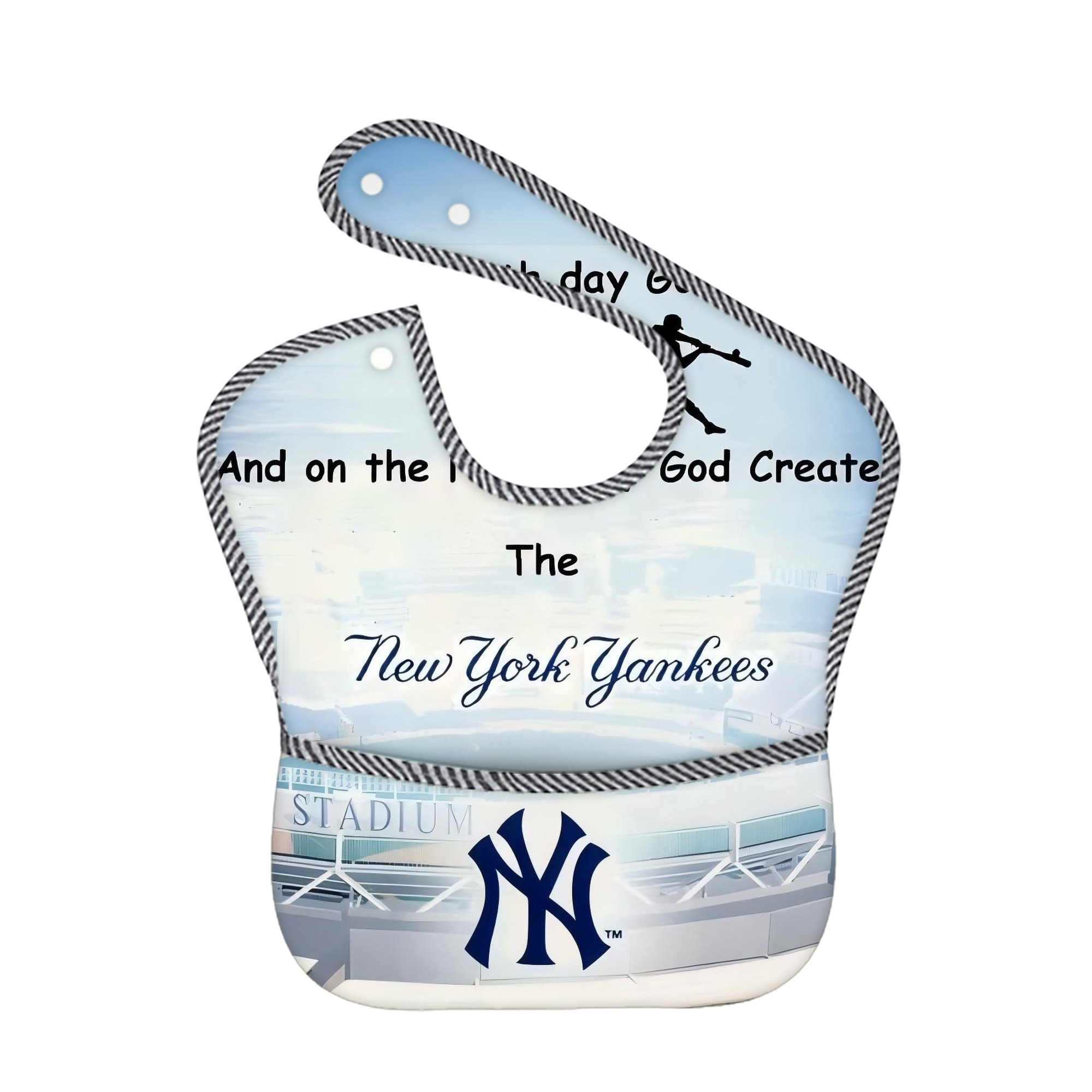 New York Yankees 314 Adjustable Waterproof Toddler Bib – Full-Print Durable Polyester – Foldable Crumb Pocket – Easy Snap Closure – Soft