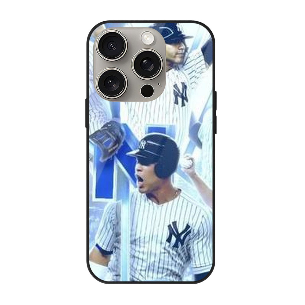 New York Yankees 236 IPhone 15 Pro Mirror Phone Case – UV Printed Glass + TPU – Scratch-Resistant, Wireless Charging Compatible, Precise Fit & Stylish Design
