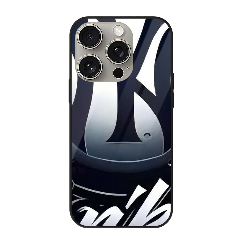 New York Yankees 241 IPhone 15 Pro Mirror Phone Case – UV Printed Glass + TPU – Scratch-Resistant, Wireless Charging Compatible, Precise Fit & Stylish Design