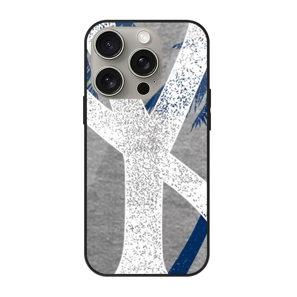 New York Yankees 338 IPhone 15 Pro Mirror Phone Case – UV Printed Glass + TPU – Scratch-Resistant, Wireless Charging Compatible, Precise Fit & Stylish Design