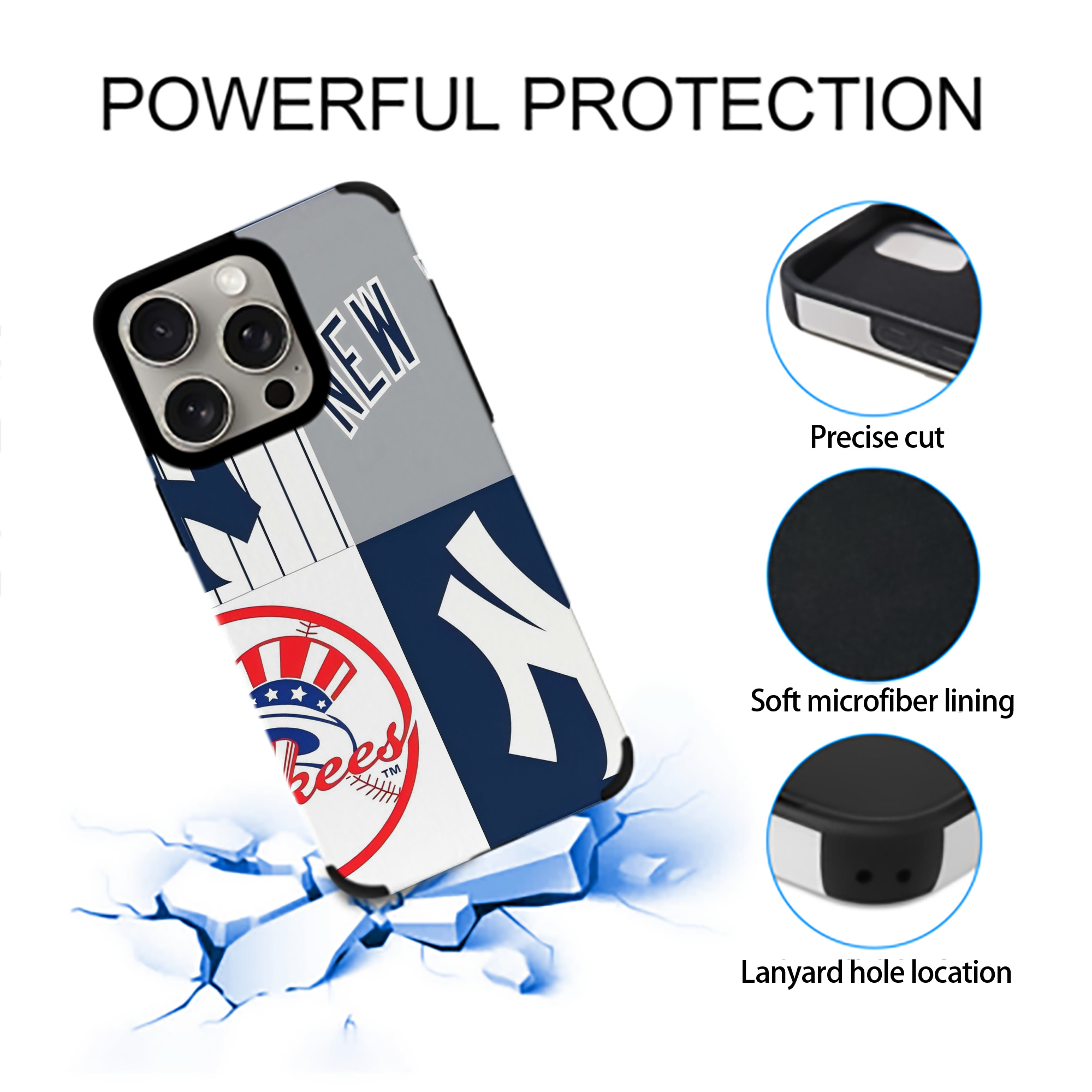 New York Yankees 238 IPhone 15 Pro Max PU Leather Case – Soft Lining, 360° Protection – Precise Fit, 3D Buttons, Easy Charging – Anti-Yellowing, Easy To Clean