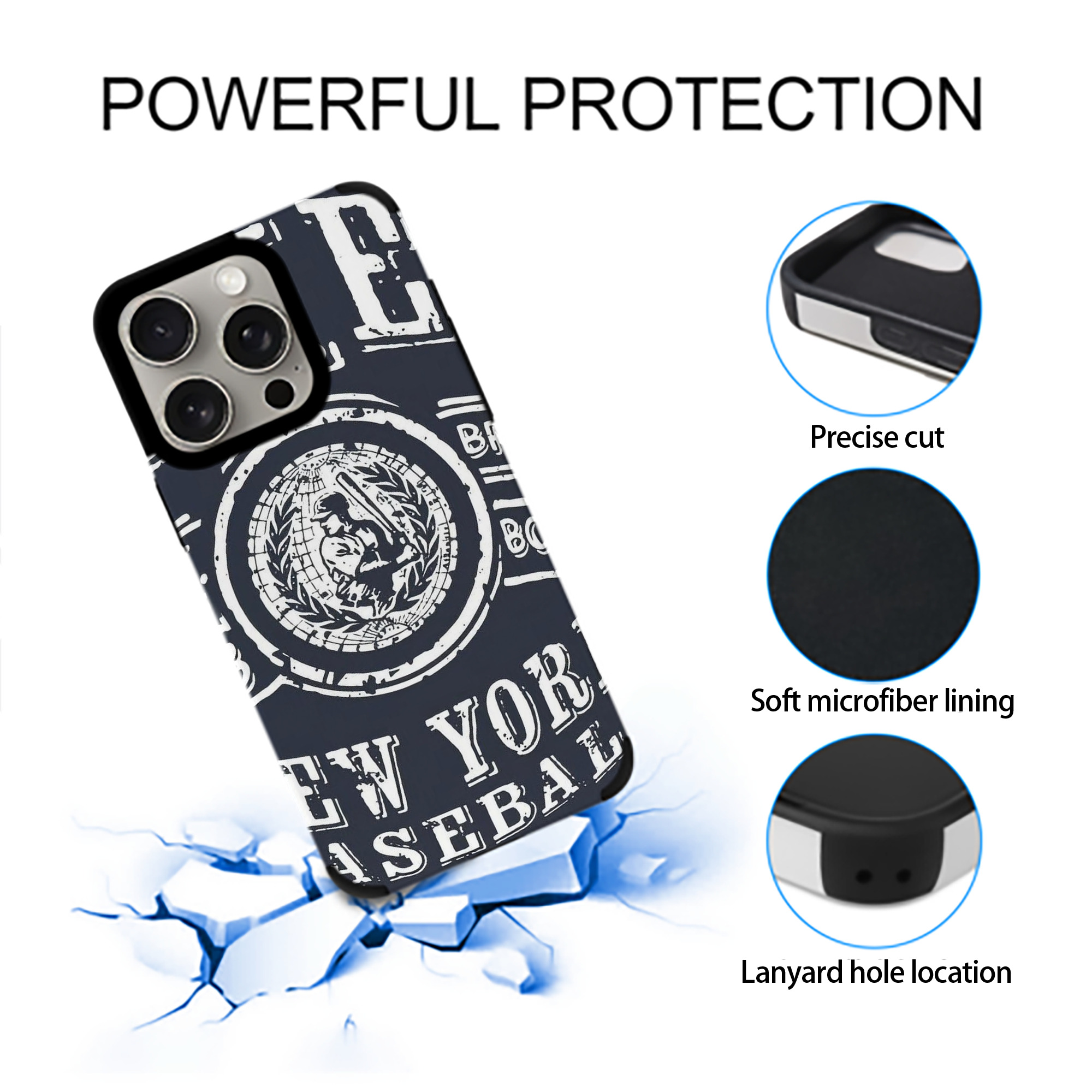 New York Yankees 252 IPhone 15 Pro Max PU Leather Case – Soft Lining, 360° Protection – Precise Fit, 3D Buttons, Easy Charging – Anti-Yellowing, Easy To Clean