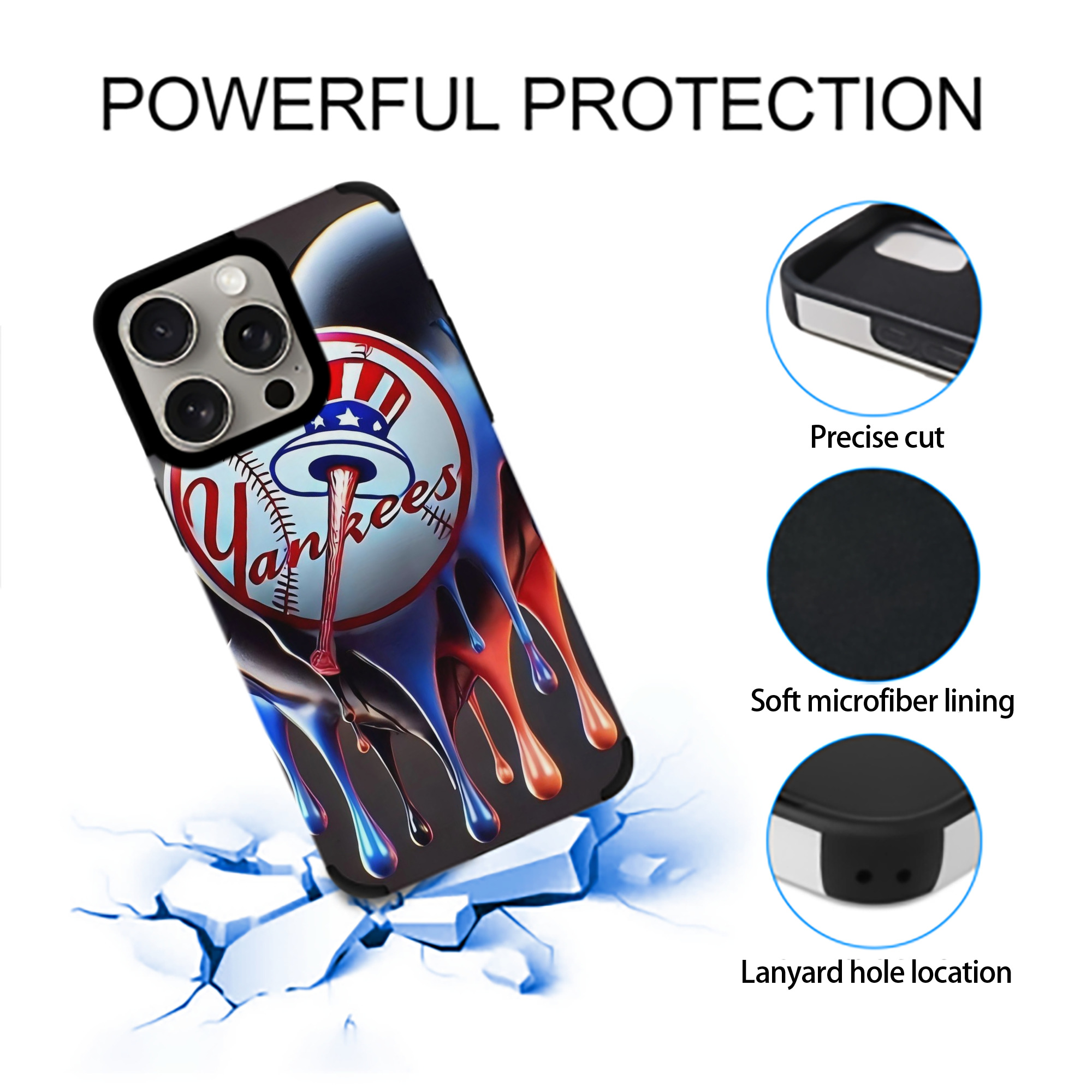 New York Yankees Heart IPhone 15 Pro Max PU Leather Case – Soft Lining, 360° Protection – Precise Fit, 3D Buttons, Easy Charging – Anti-Yellowing, Easy To Clean