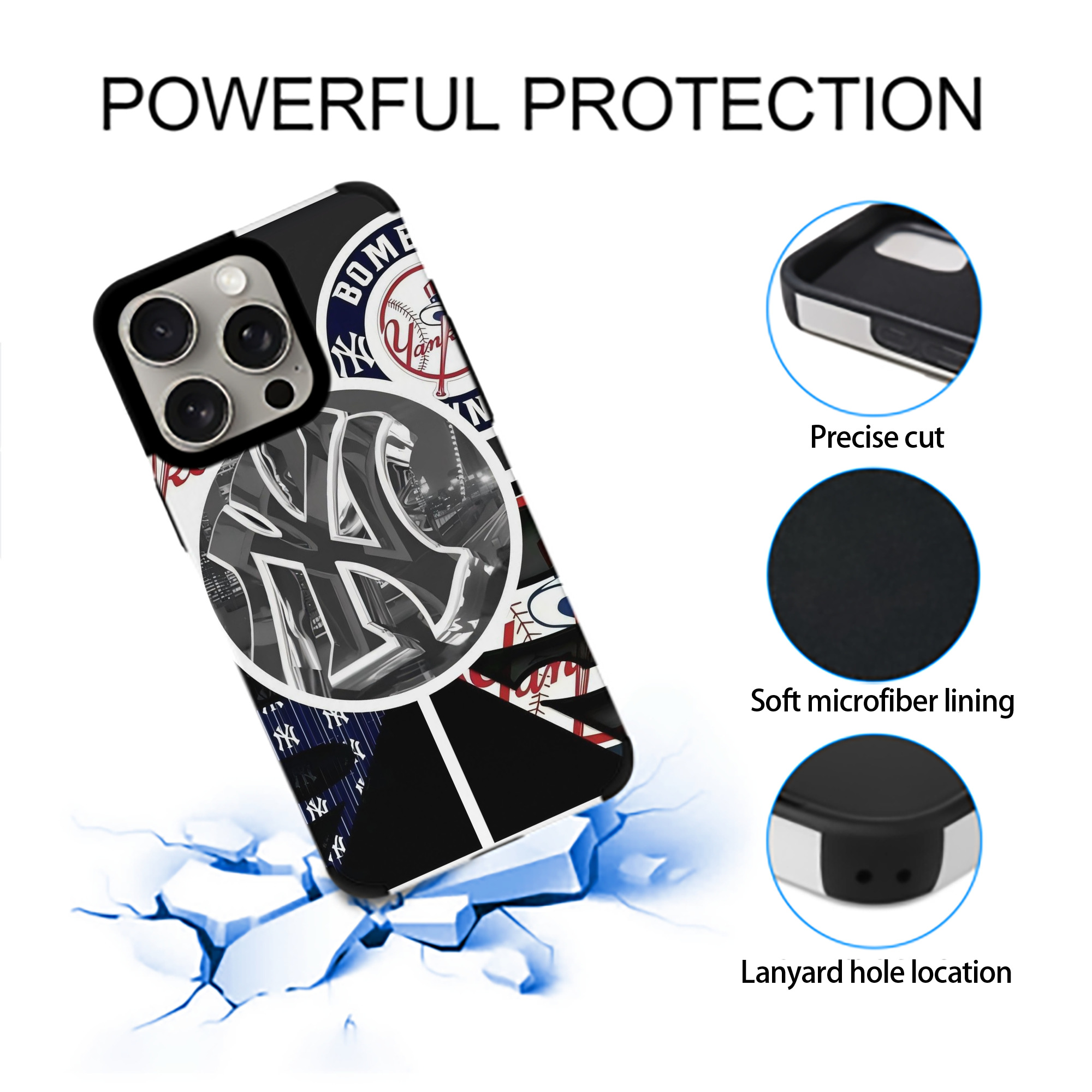 New York Yankees 269 IPhone 15 Pro Max PU Leather Case – Soft Lining, 360° Protection – Precise Fit, 3D Buttons, Easy Charging – Anti-Yellowing, Easy To Clean