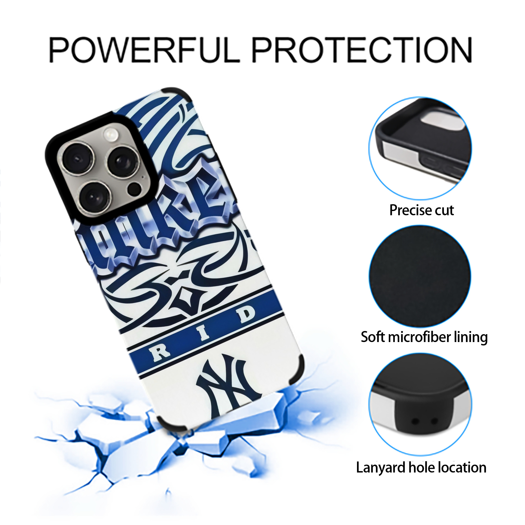 New York Yankees 304 IPhone 15 Pro Max PU Leather Case – Soft Lining, 360° Protection – Precise Fit, 3D Buttons, Easy Charging – Anti-Yellowing, Easy To Clean