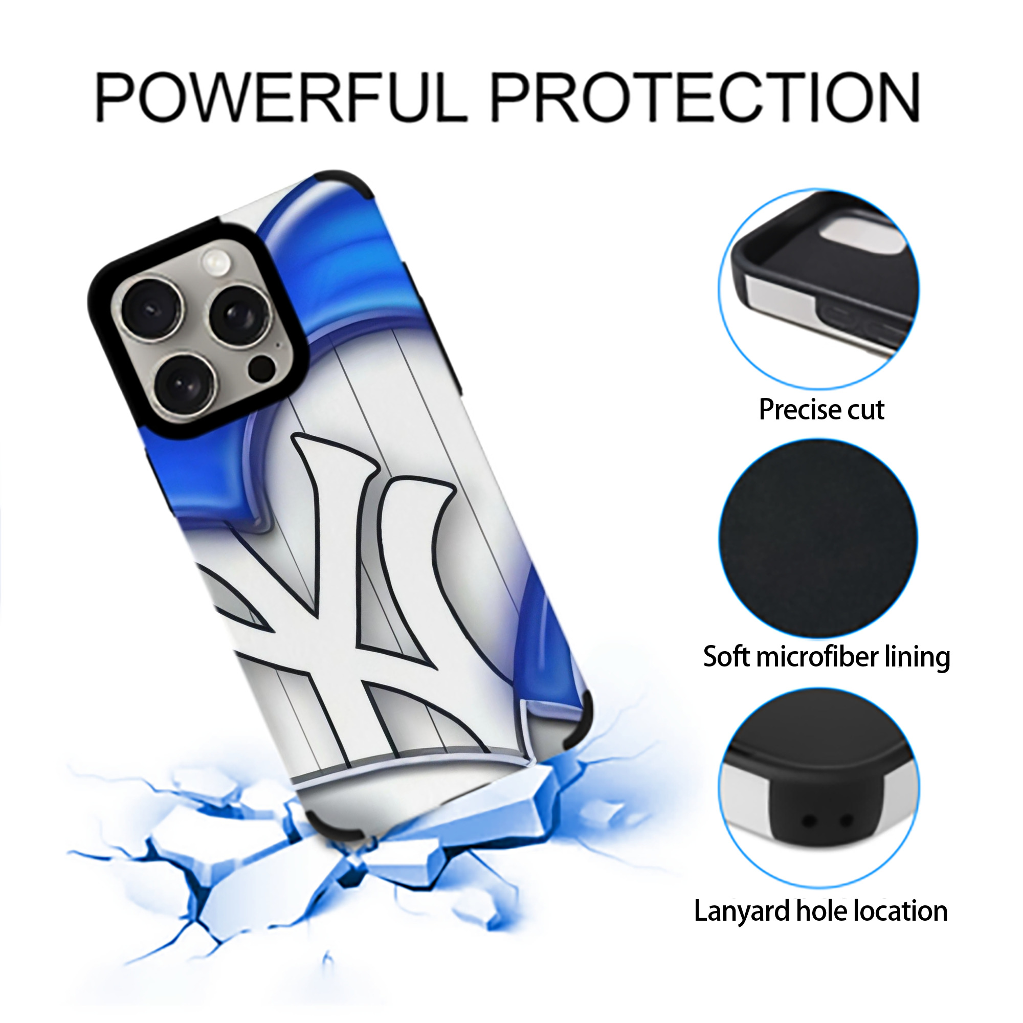 New York Yankees 310 IPhone 15 Pro Max PU Leather Case – Soft Lining, 360° Protection – Precise Fit, 3D Buttons, Easy Charging – Anti-Yellowing, Easy To Clean