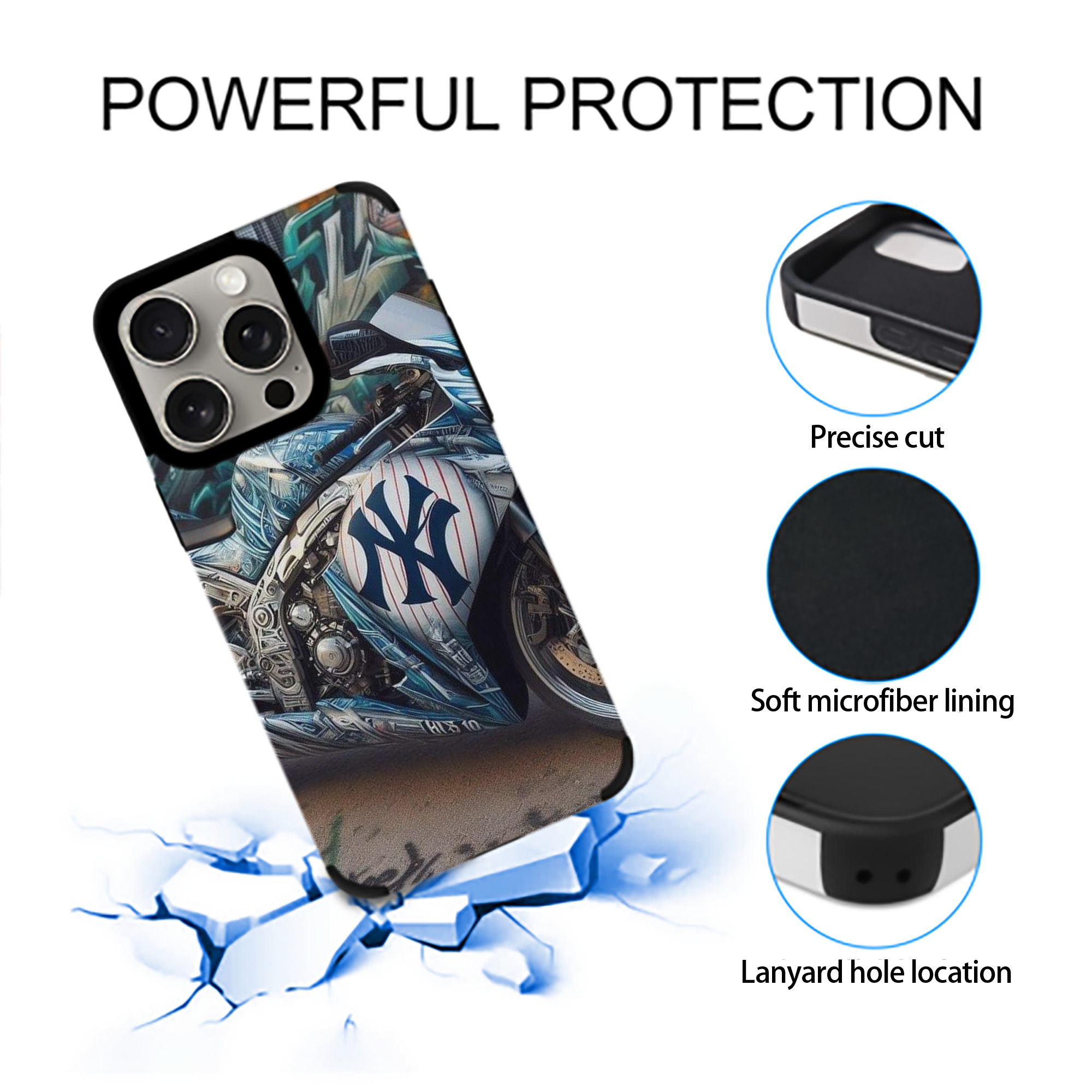 New York Yankees 343 IPhone 15 Pro Max PU Leather Case – Soft Lining, 360° Protection – Precise Fit, 3D Buttons, Easy Charging – Anti-Yellowing, Easy To Clean