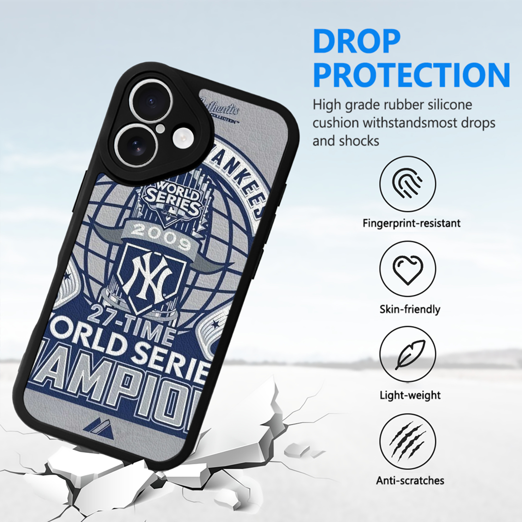 New York Yankees 207 IPhone 16 Silicone Leather Case – UV Print, Lambskin Texture – Perfect Fit, Wireless Charging Compatible, Scratch Resistant, Precise Cutouts – Stylish Protection For IPhone 16