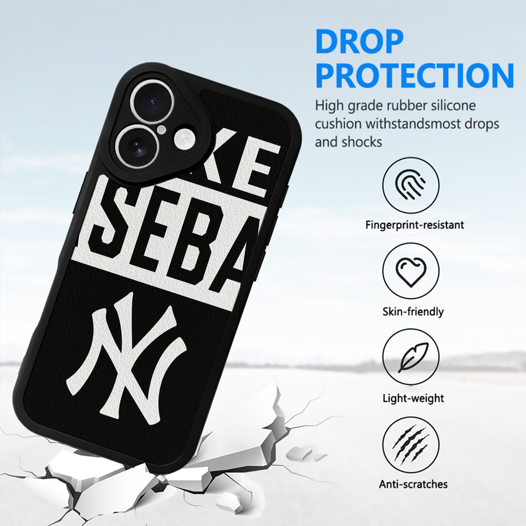 New York Yankees 266 IPhone 16 Silicone Leather Case – UV Print, Lambskin Texture – Perfect Fit, Wireless Charging Compatible, Scratch Resistant, Precise Cutouts – Stylish Protection For IPhone 16