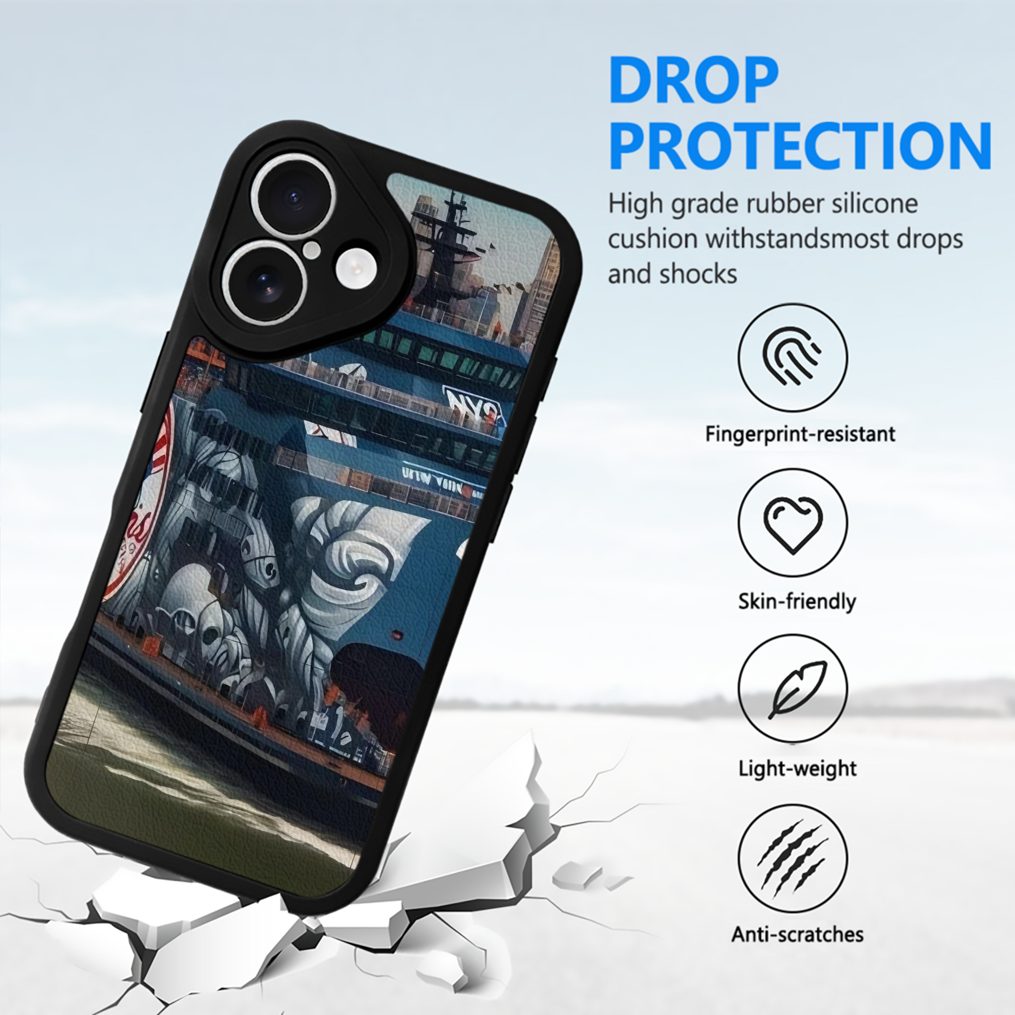 New York Yankees 299 IPhone 16 Silicone Leather Case – UV Print, Lambskin Texture – Perfect Fit, Wireless Charging Compatible, Scratch Resistant, Precise Cutouts – Stylish Protection For IPhone 16