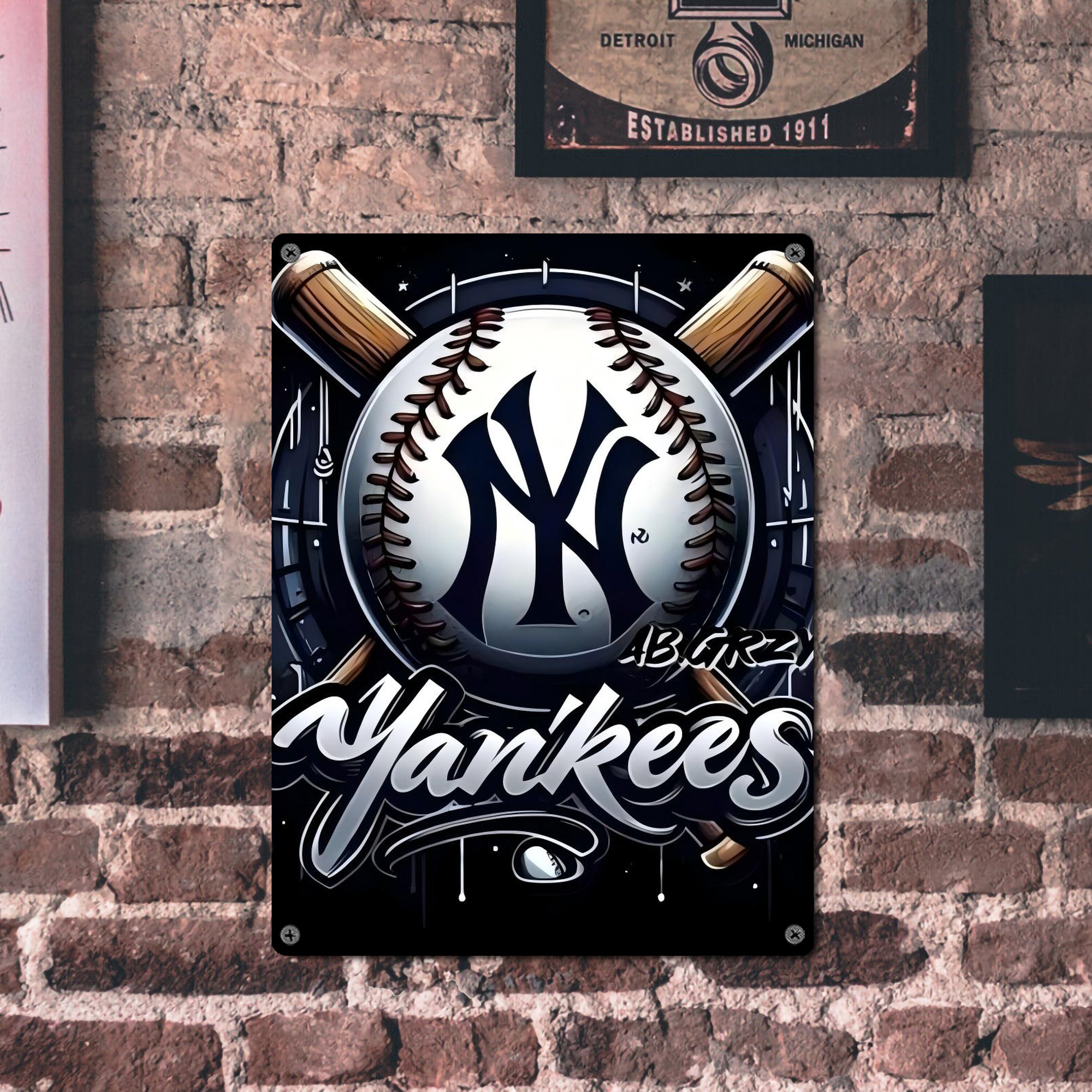 New York Yankees 241 Vintage Metal Tin Sign 12x16inch – Retro Wall Art Decor For Home, Bar, Kitchen, Bedroom, Office – Durable Iron Sheet Poster, Easy To Hang, Full-Color Printing