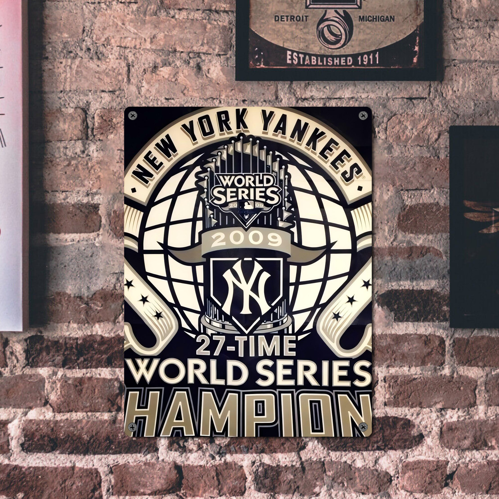 New York Yankees 256 Vintage Metal Tin Sign 12x16inch – Retro Wall Art Decor For Home, Bar, Kitchen, Bedroom, Office – Durable Iron Sheet Poster, Easy To Hang, Full-Color Printing