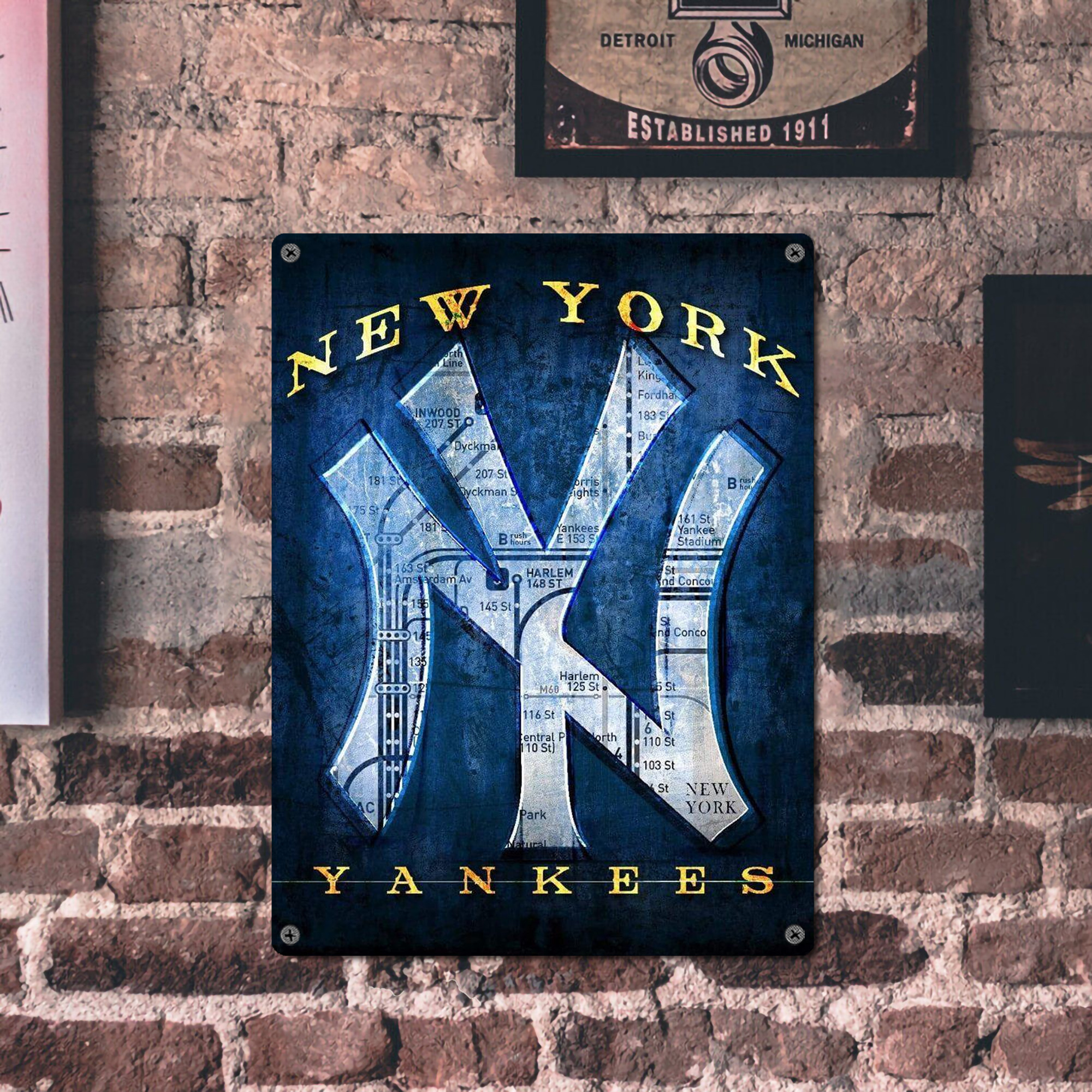 New York Yankees 307 Vintage Metal Tin Sign 12x16inch – Retro Wall Art Decor For Home, Bar, Kitchen, Bedroom, Office – Durable Iron Sheet Poster, Easy To Hang, Full-Color Printing