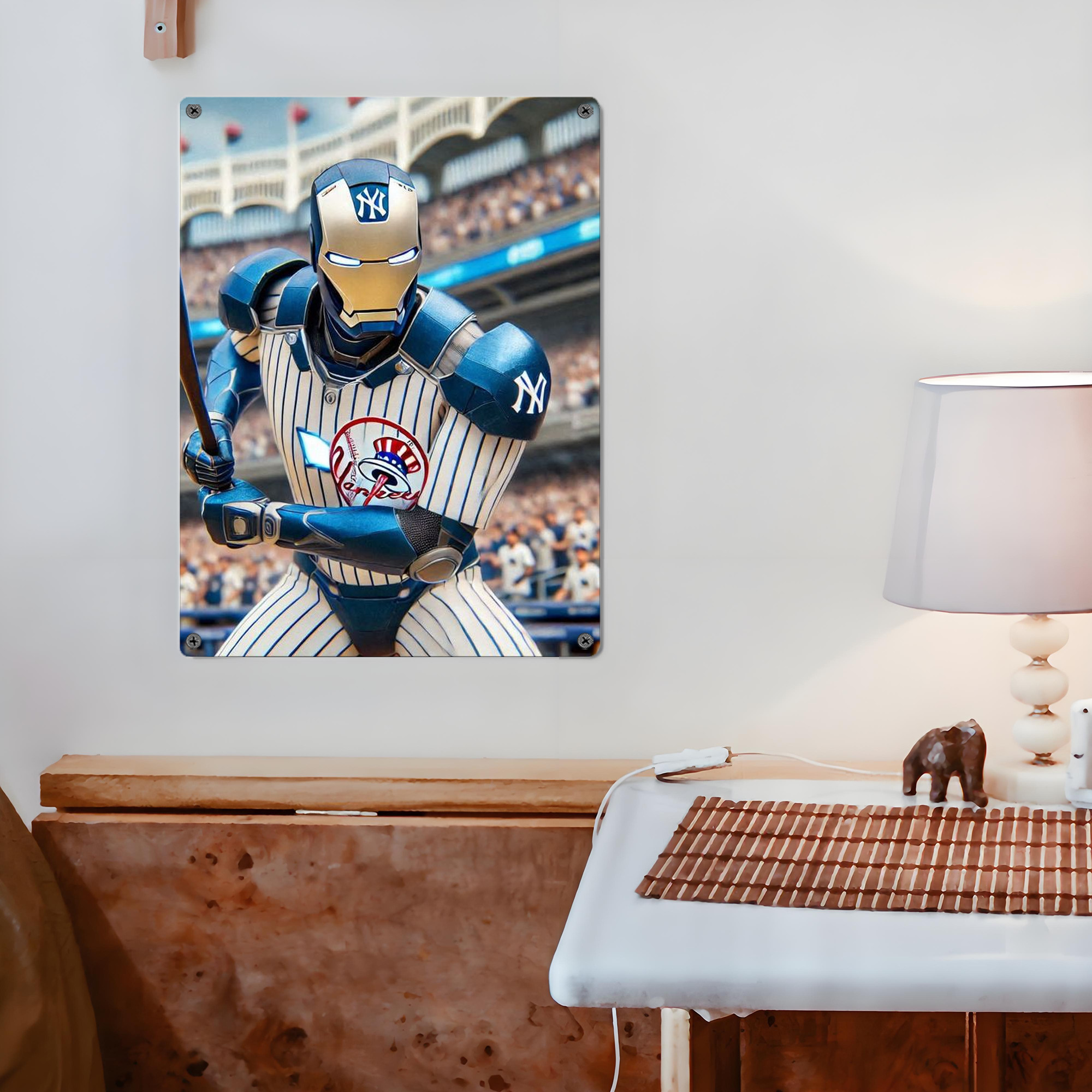 New York Yankees Iron Man Vintage Metal Tin Sign 12x16inch – Retro Wall Art Decor For Home, Bar, Kitchen, Bedroom, Office – Durable Iron Sheet Poster, Easy To Hang, Full-Color Printing